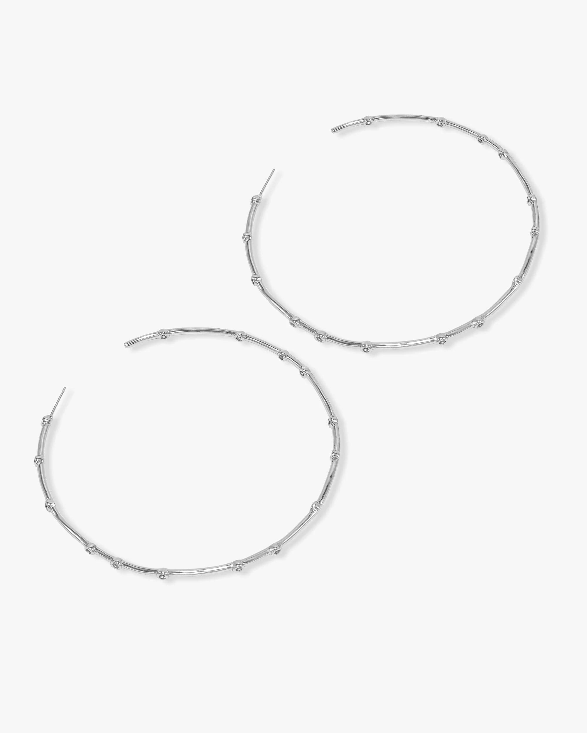 Big Ass Hoops 3" - Silver|White Diamondettes - Image 3