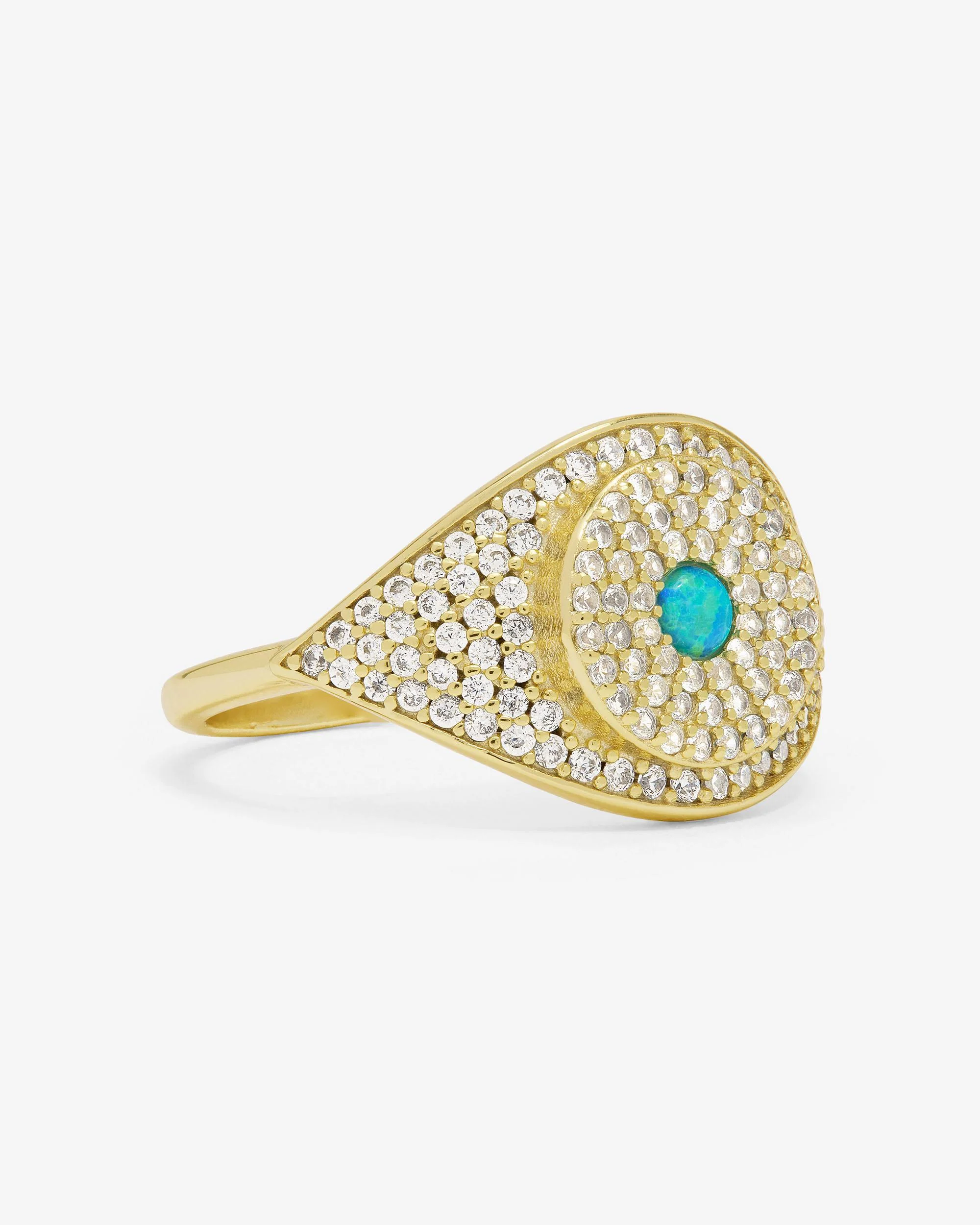 Blue Opal Evil Eye Ring - Gold|Blue Opal - Image 3