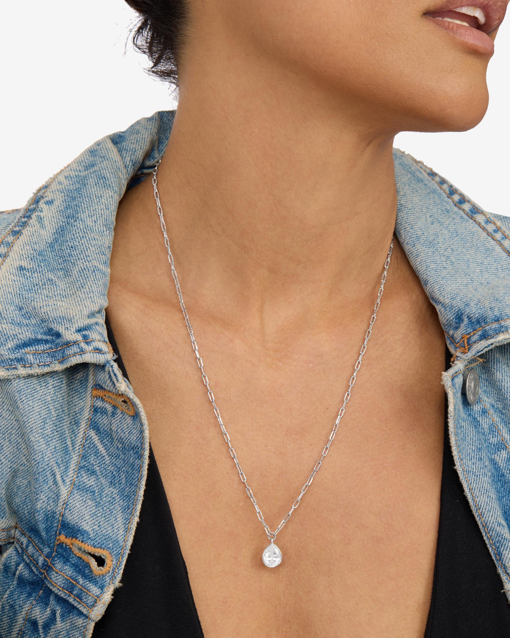 Drop of Perfection Necklace - Silver|White Diamondettes - Image 2