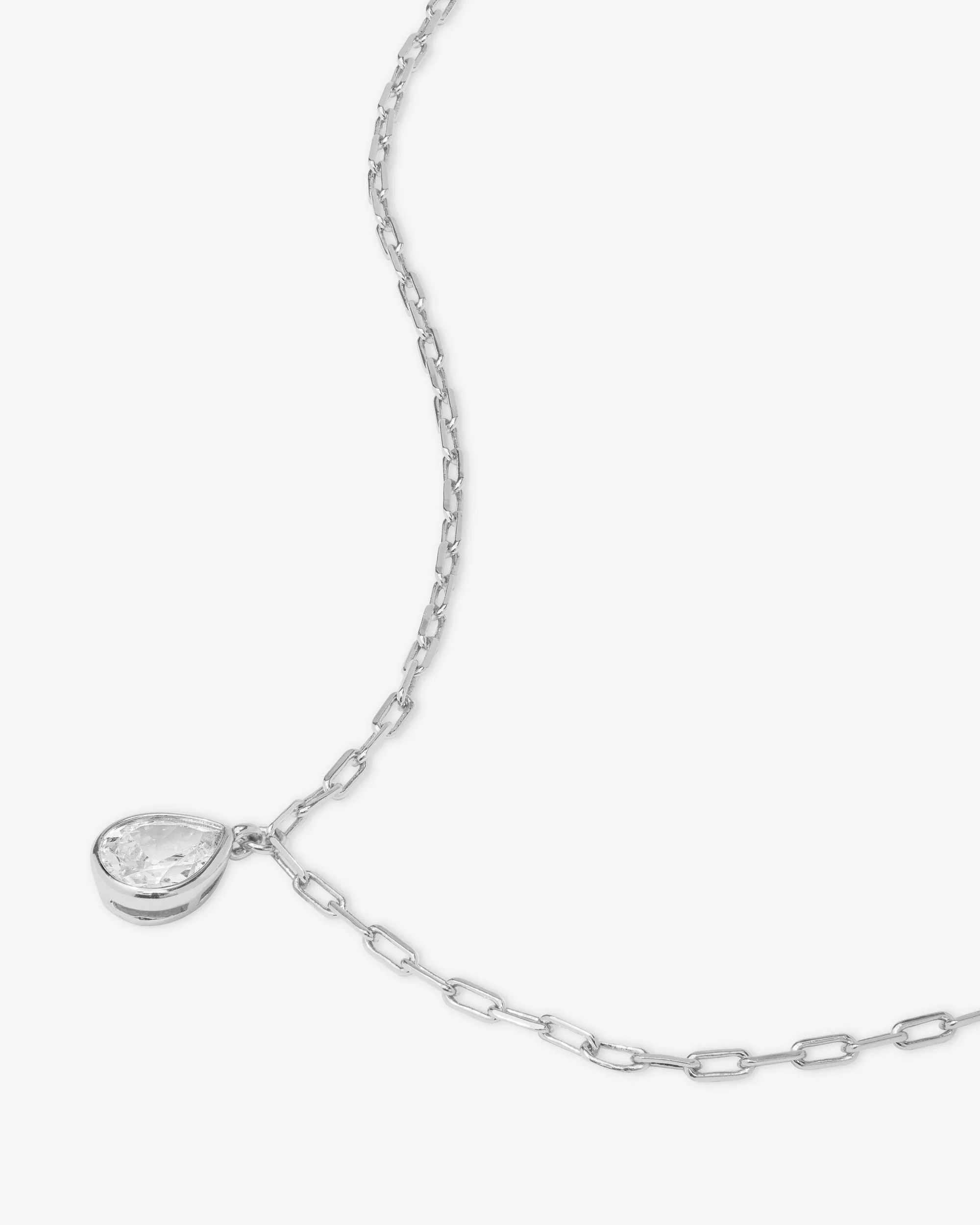 Drop of Perfection Necklace - Silver|White Diamondettes - Image 3