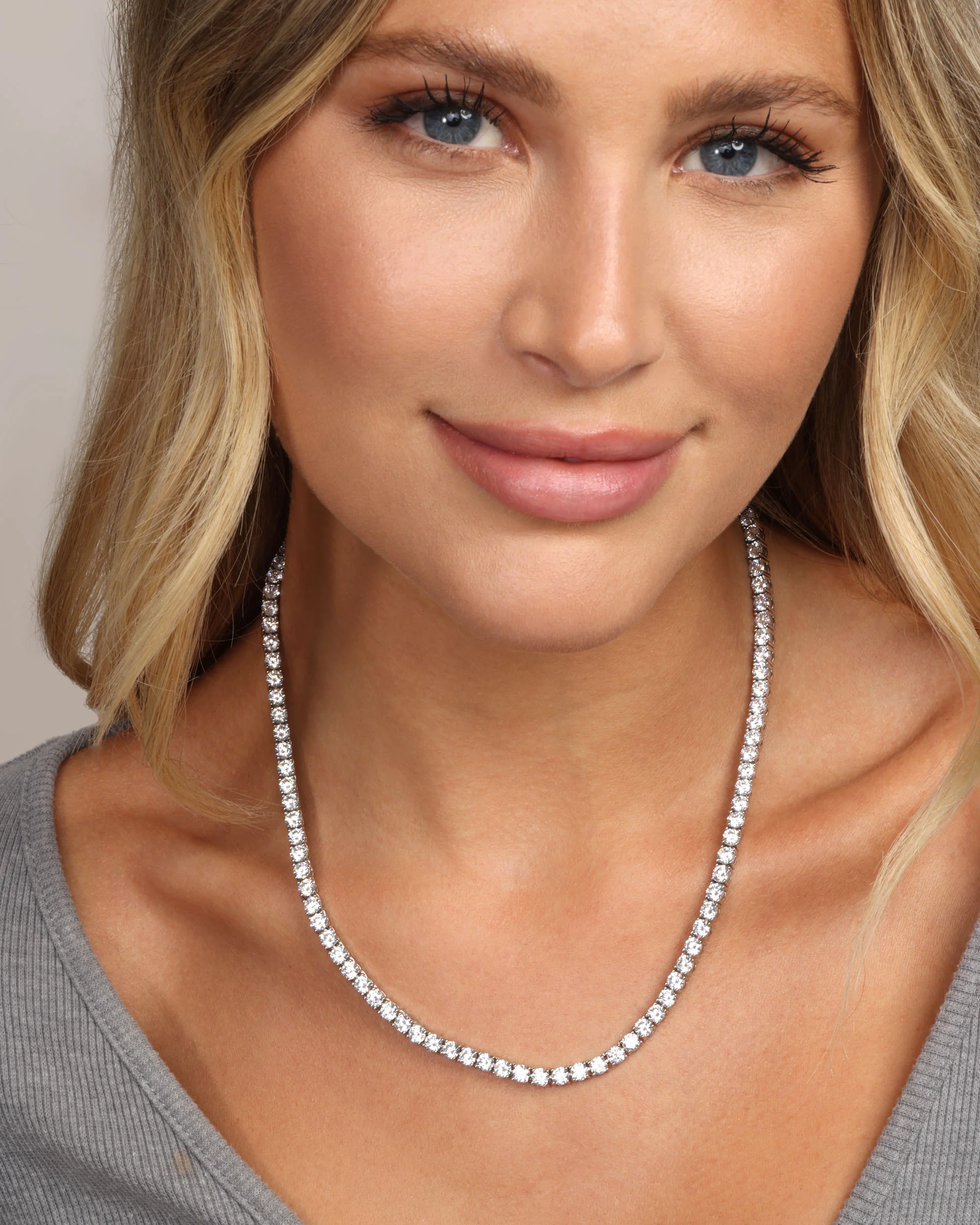 Grand Heiress Tennis Necklace 4mm - Silver|White Diamondettes - Image 6
