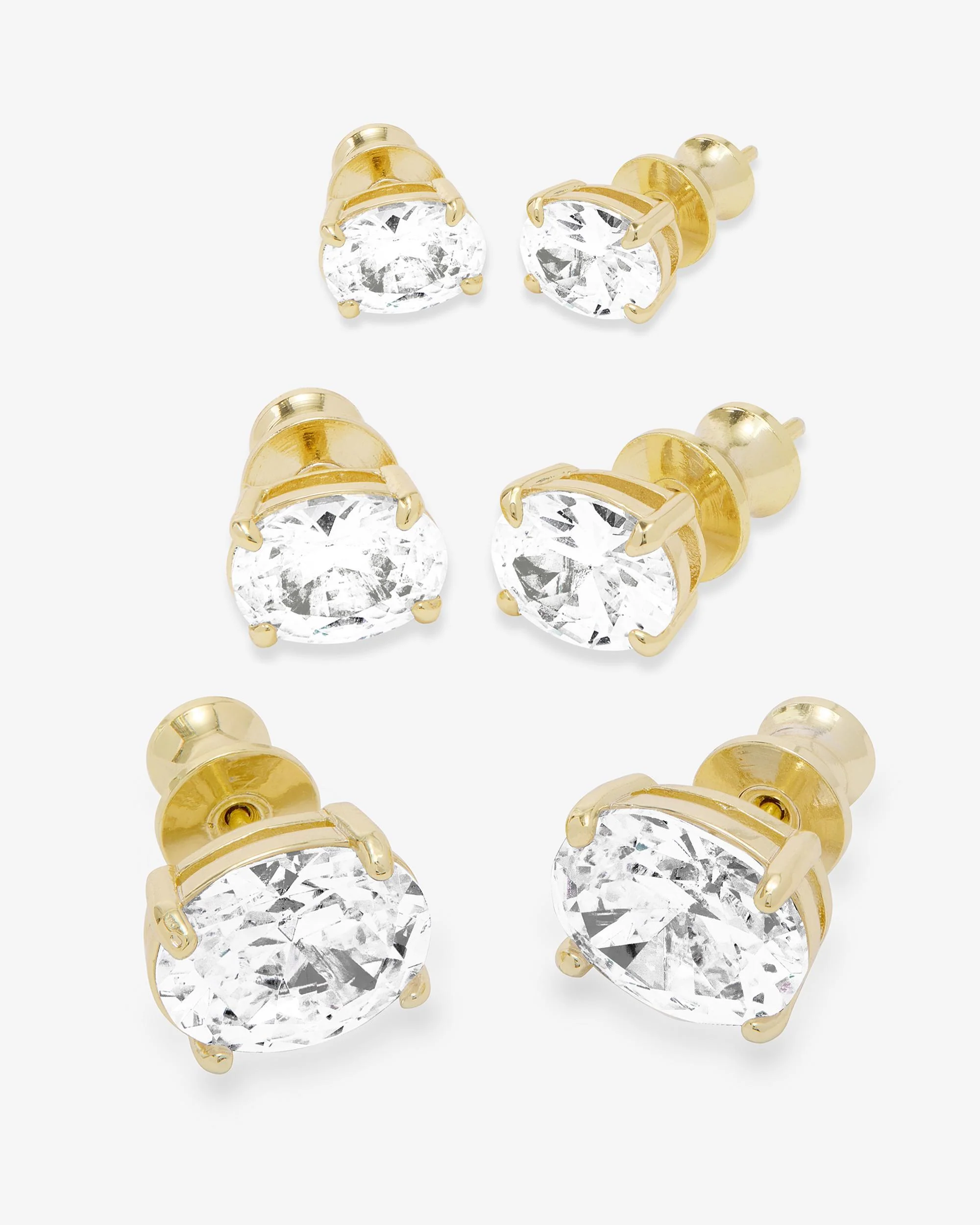 Hello Gorgeous Stud Set - Gold|White Diamondettes - Image 3