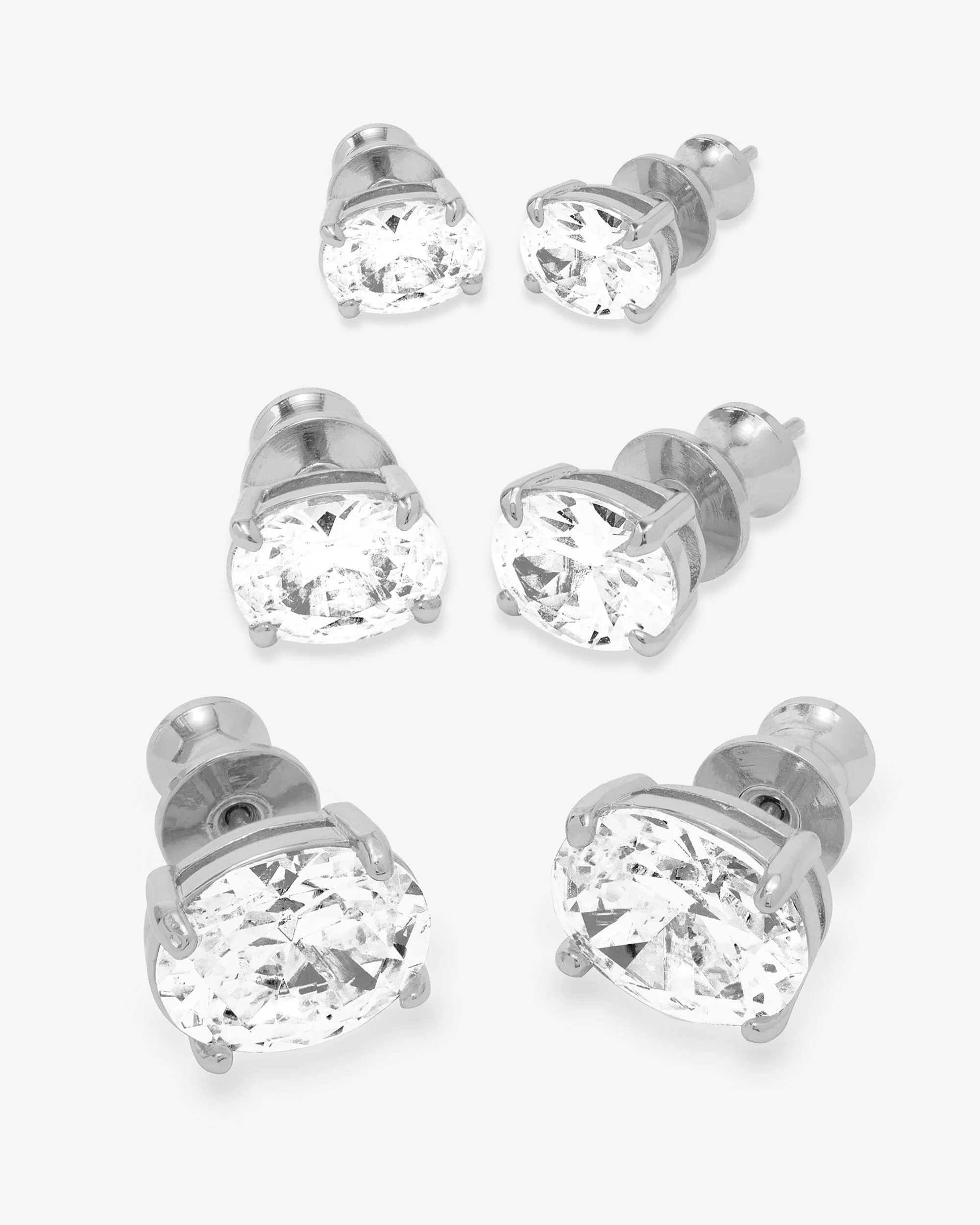 Hello Gorgeous Stud Set - Silver|White Diamondettes - Image 3