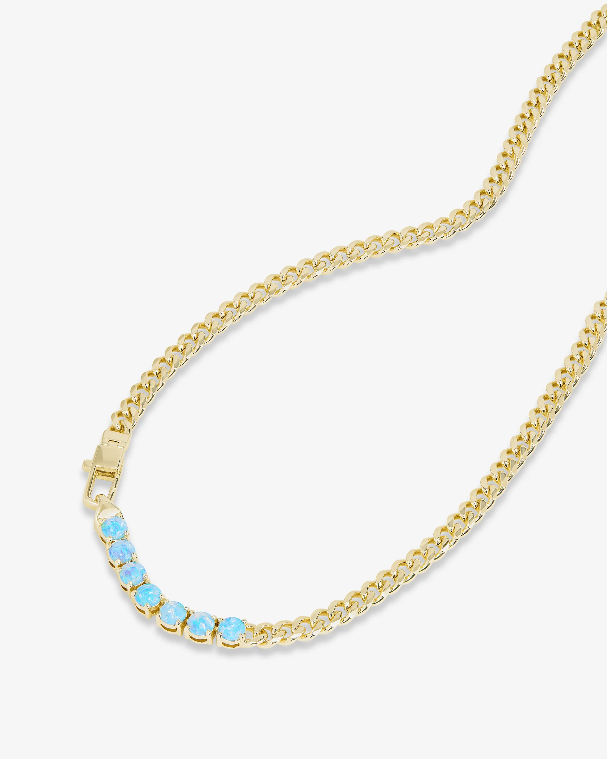 Julian Loves Opals Necklace 5mm - Gold|Blue Opal - Image 4