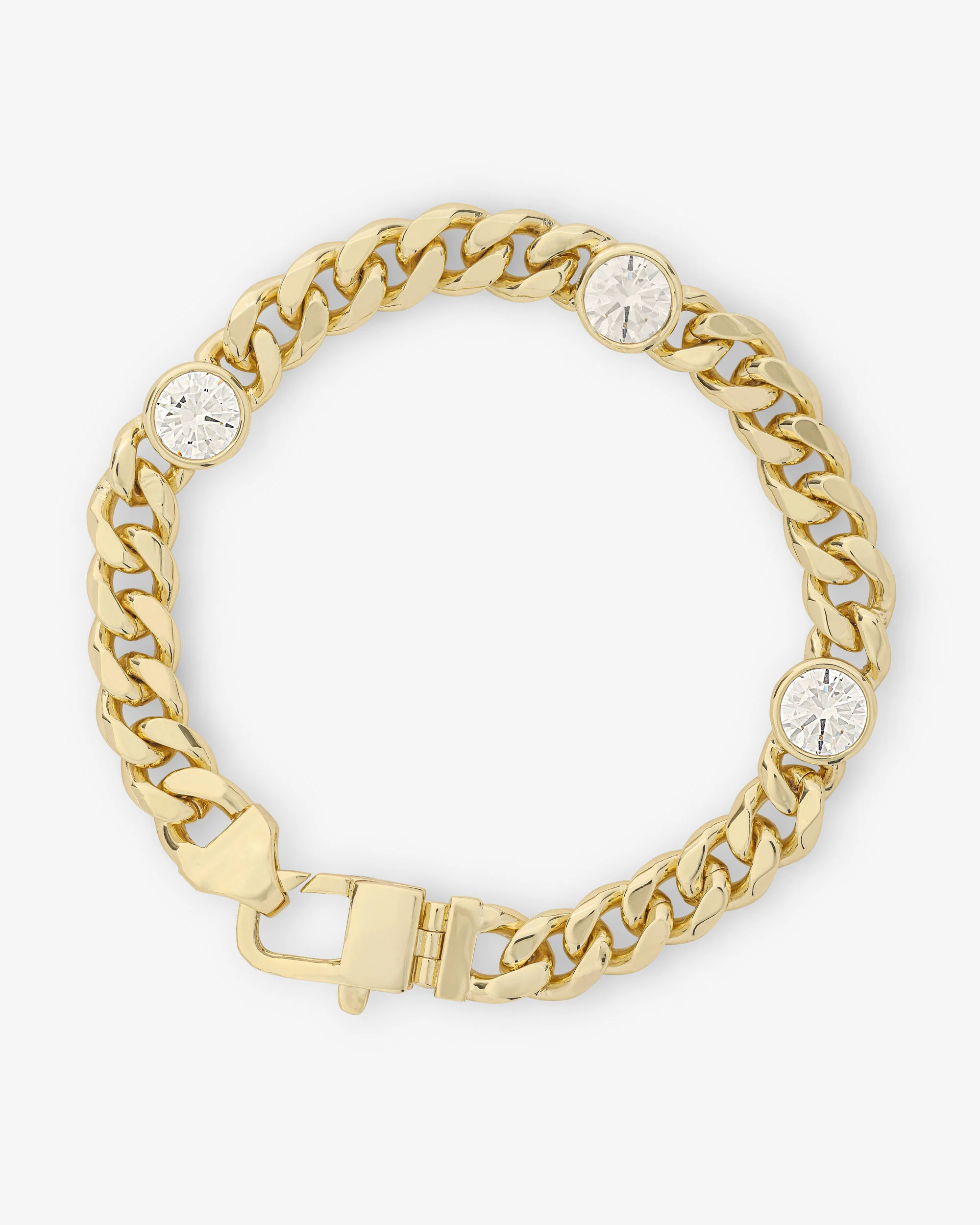 Julian Triple Diamond Bracelet 6.8mm - Gold|White Diamondettes