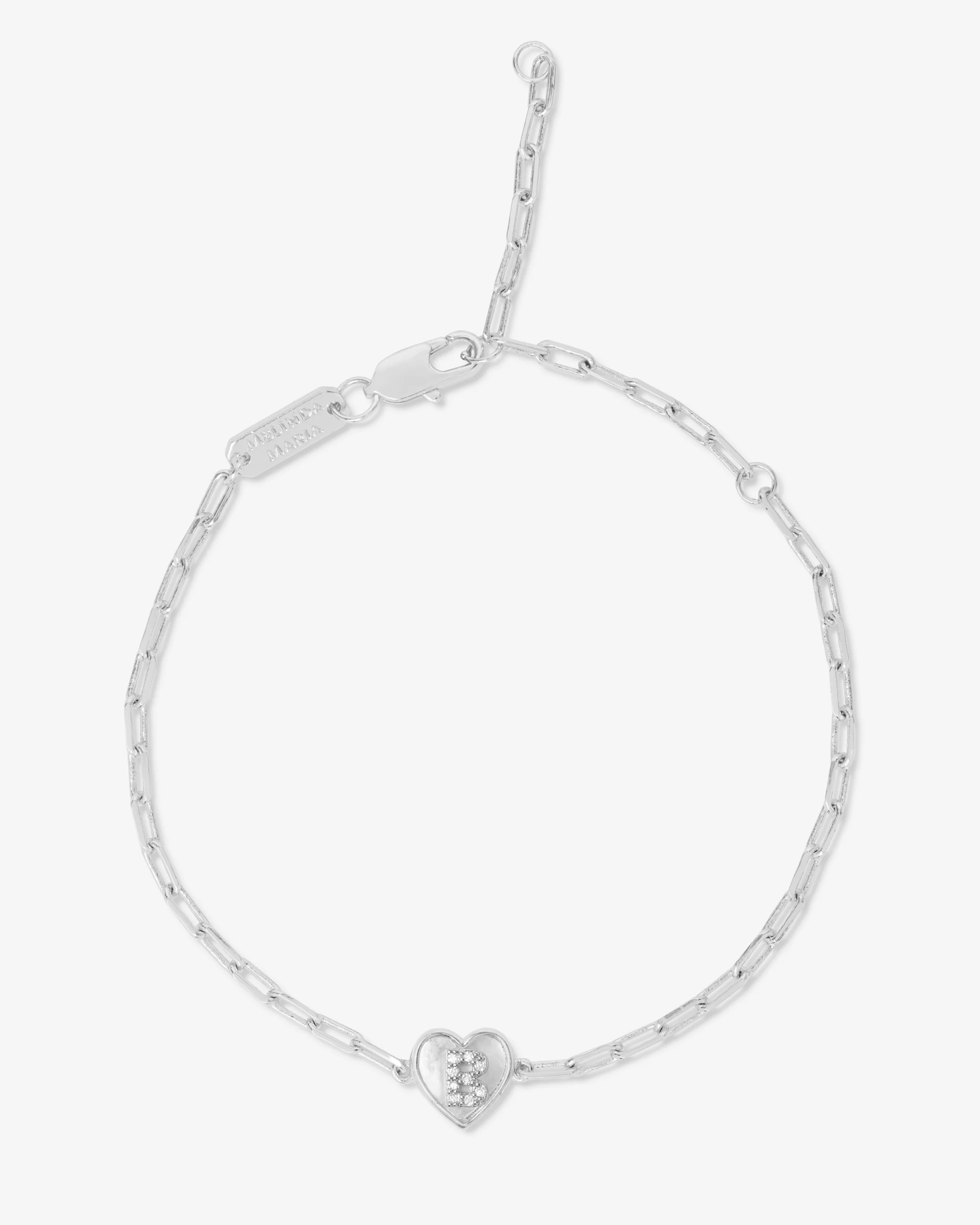 Love Letters Heart Bracelet - Silver|White Diamondettes - Image 2