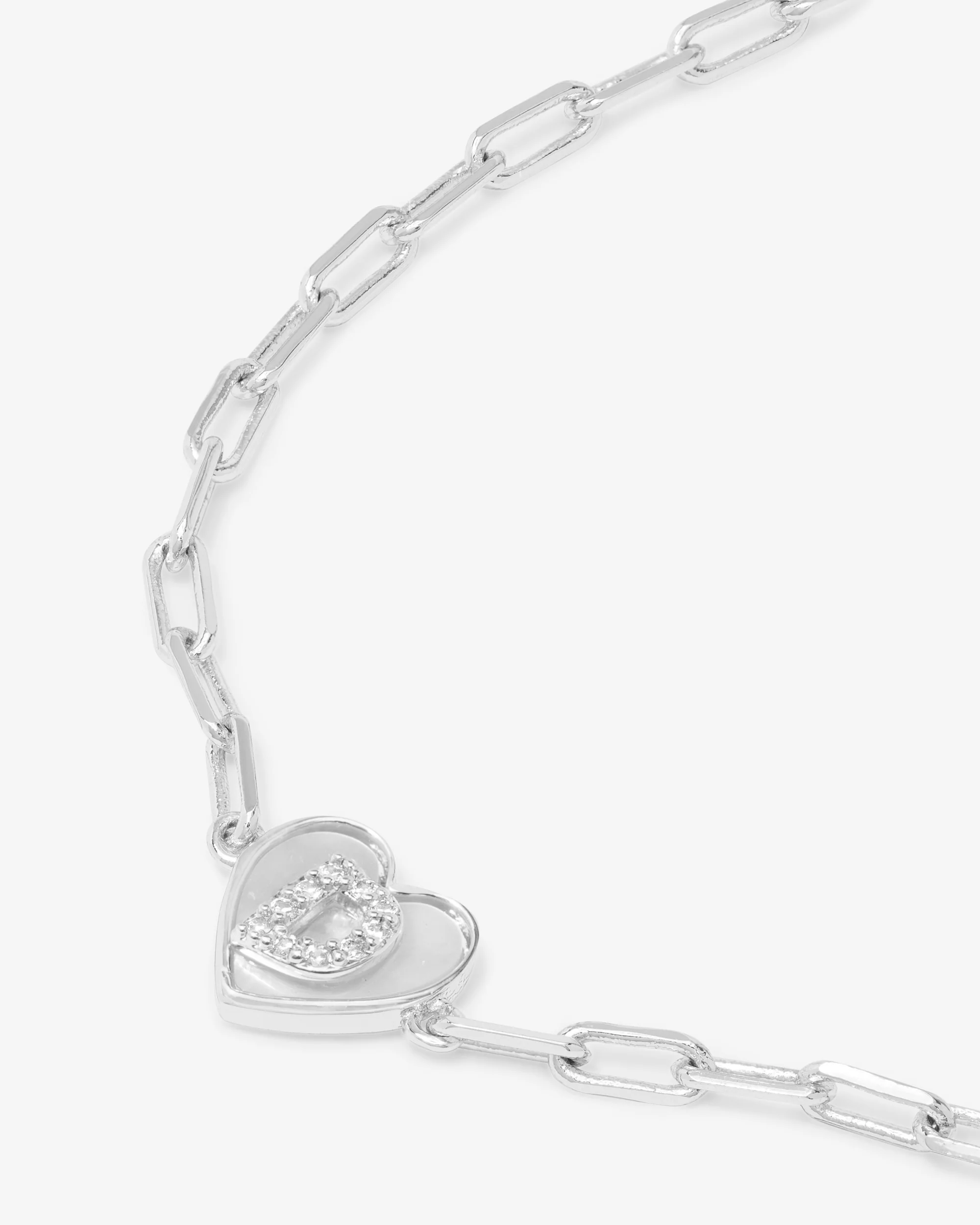 Love Letters Heart Bracelet - Silver|White Diamondettes - Image 31