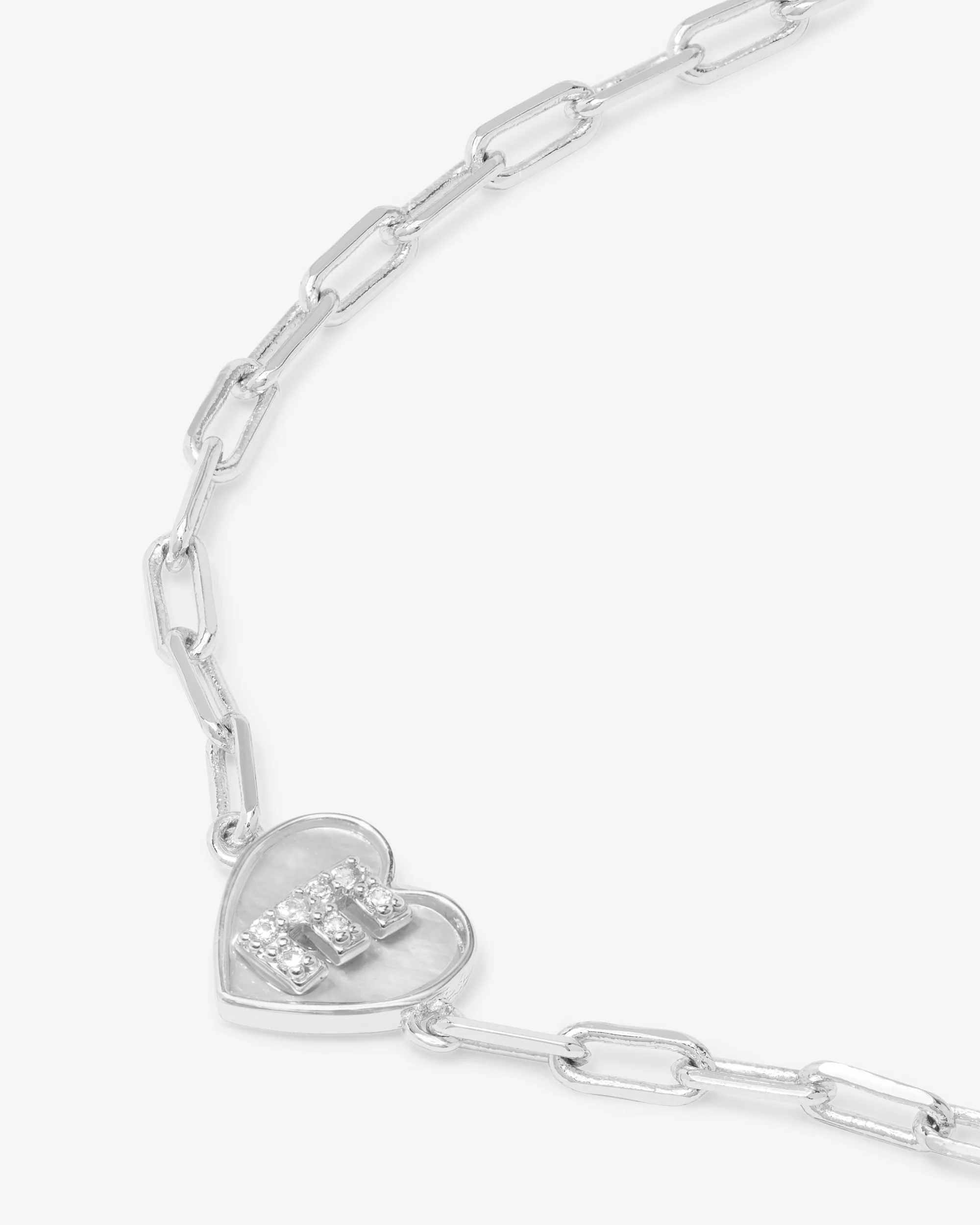 Love Letters Heart Bracelet - Silver|White Diamondettes - Image 32