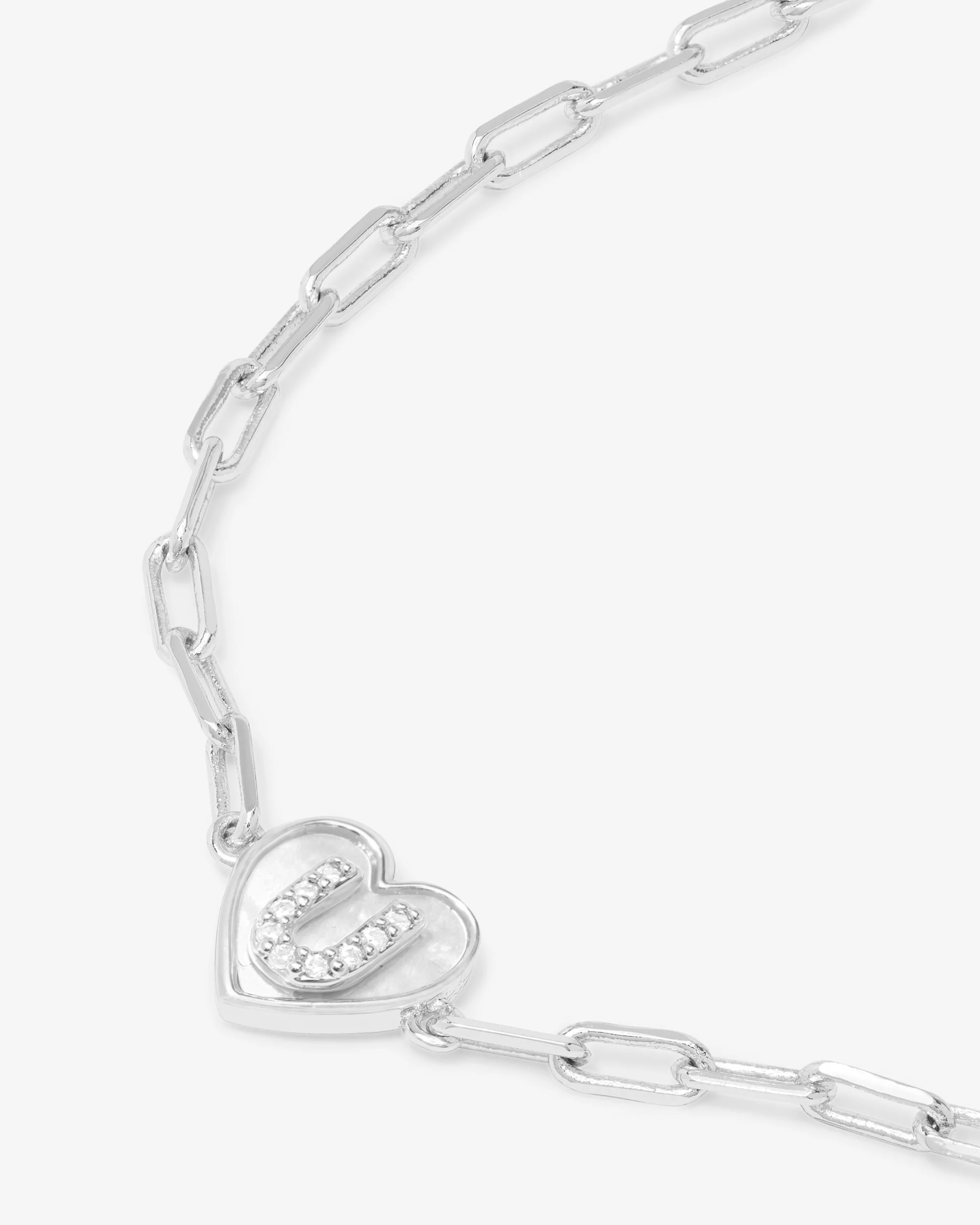 Love Letters Heart Bracelet - Silver|White Diamondettes - Image 48
