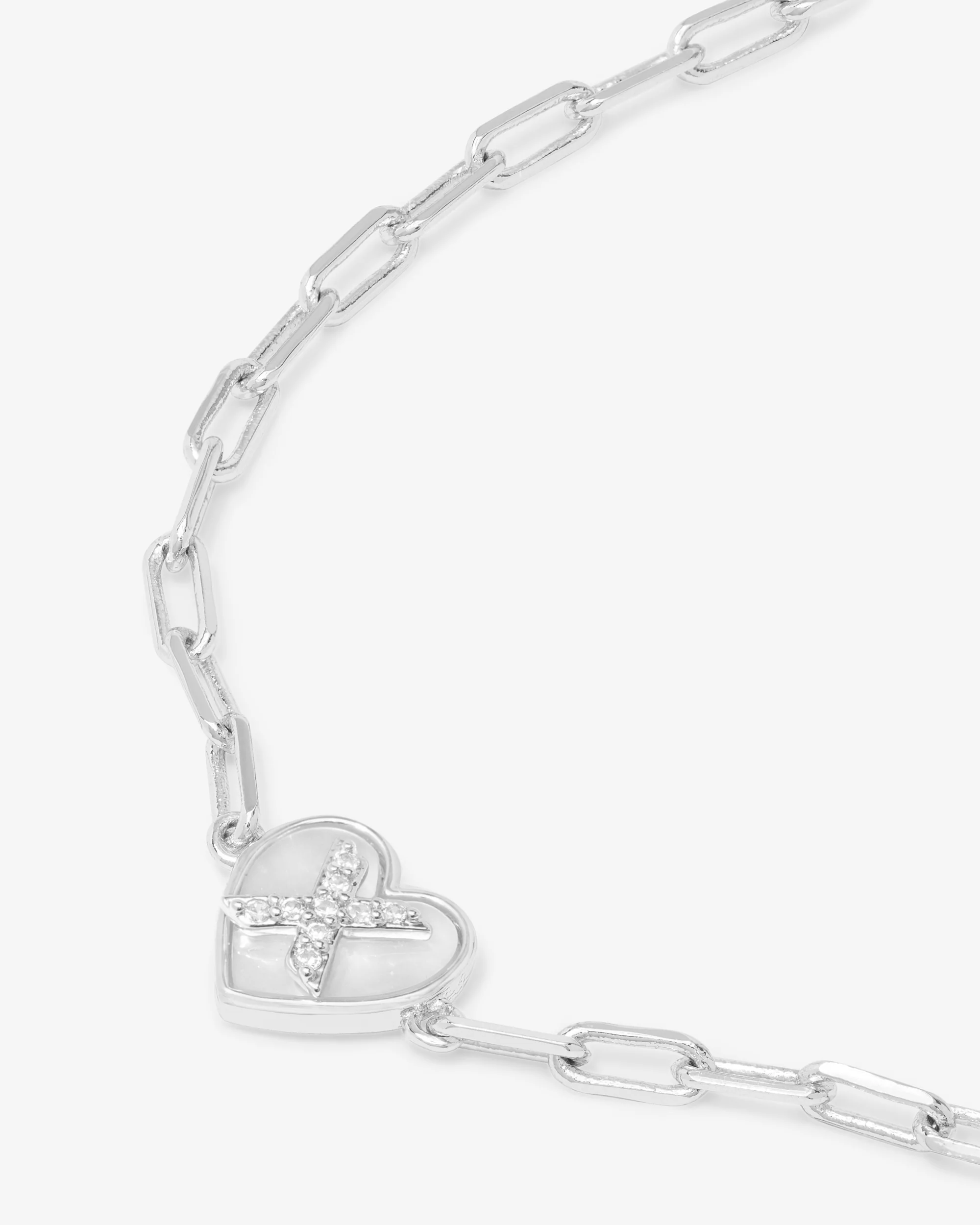 Love Letters Heart Bracelet - Silver|White Diamondettes - Image 51