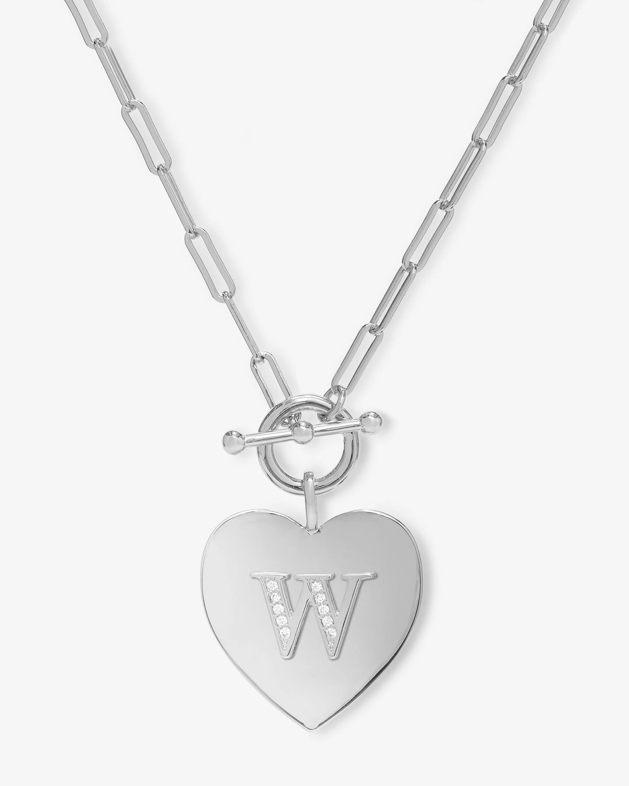 Love Letters Heart Necklace - Silver|White Diamondettes - Image 23