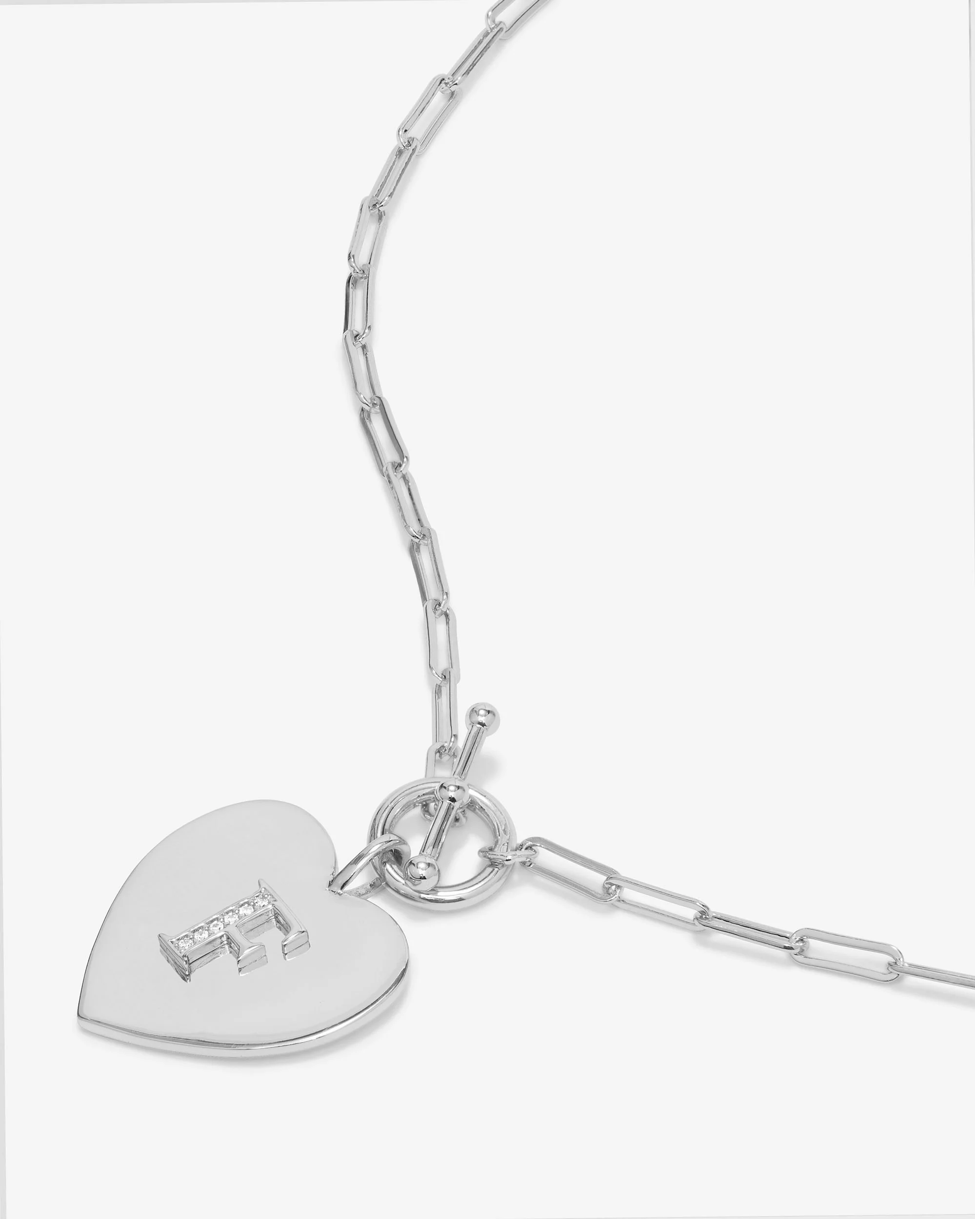 Love Letters Heart Necklace - Silver|White Diamondettes - Image 33