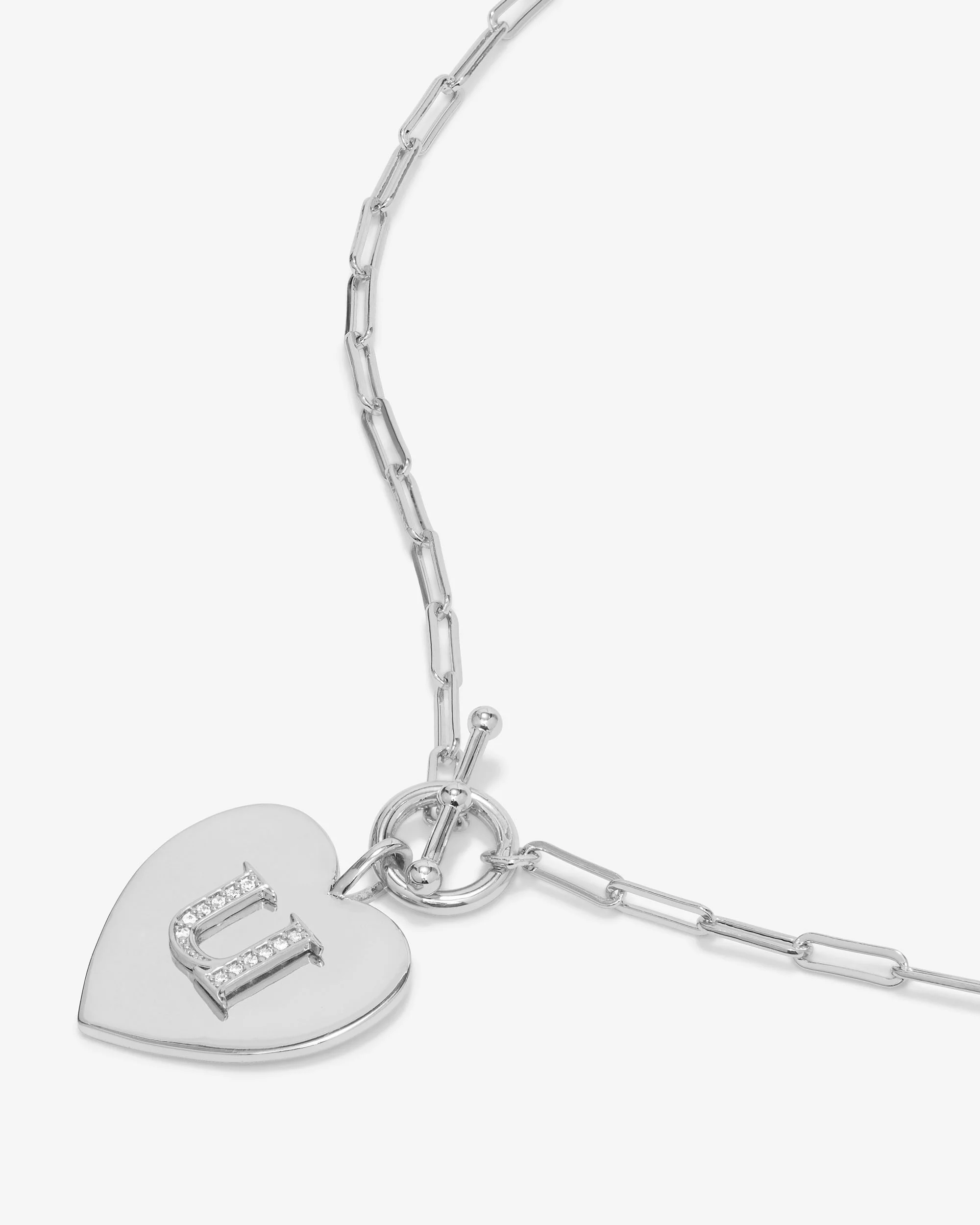 Love Letters Heart Necklace - Silver|White Diamondettes - Image 48