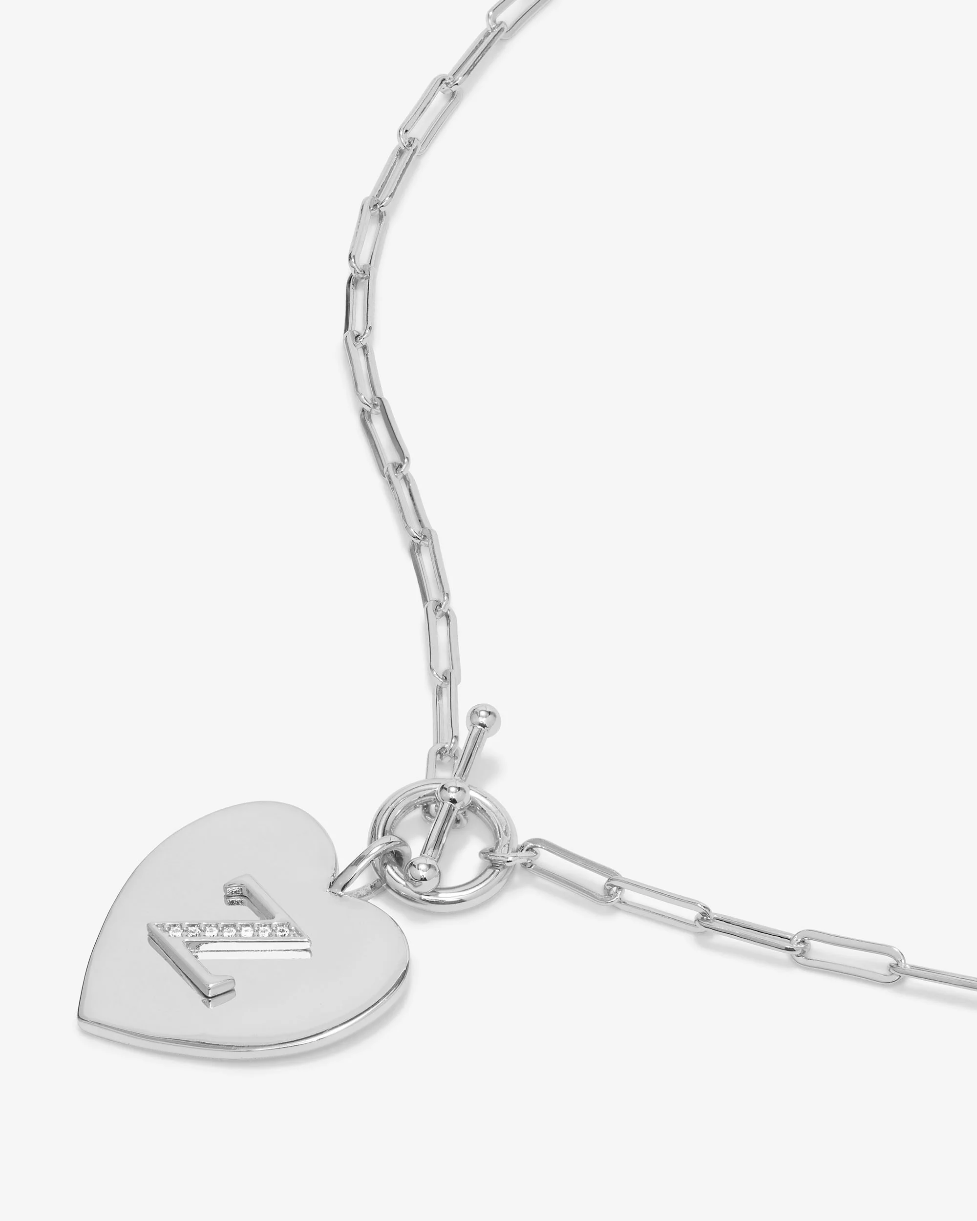 Love Letters Heart Necklace - Silver|White Diamondettes - Image 53
