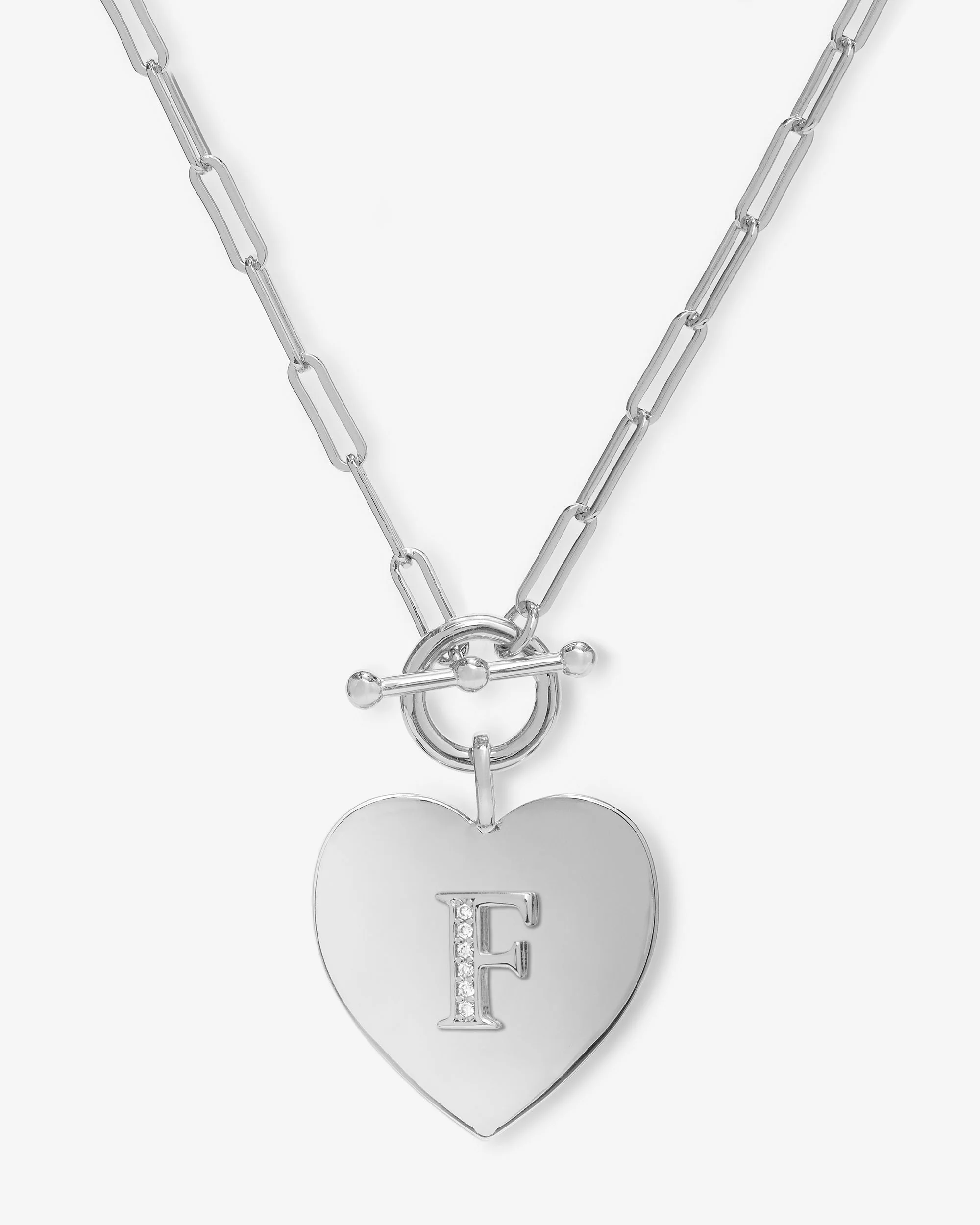 Love Letters Heart Necklace - Silver|White Diamondettes - Image 6