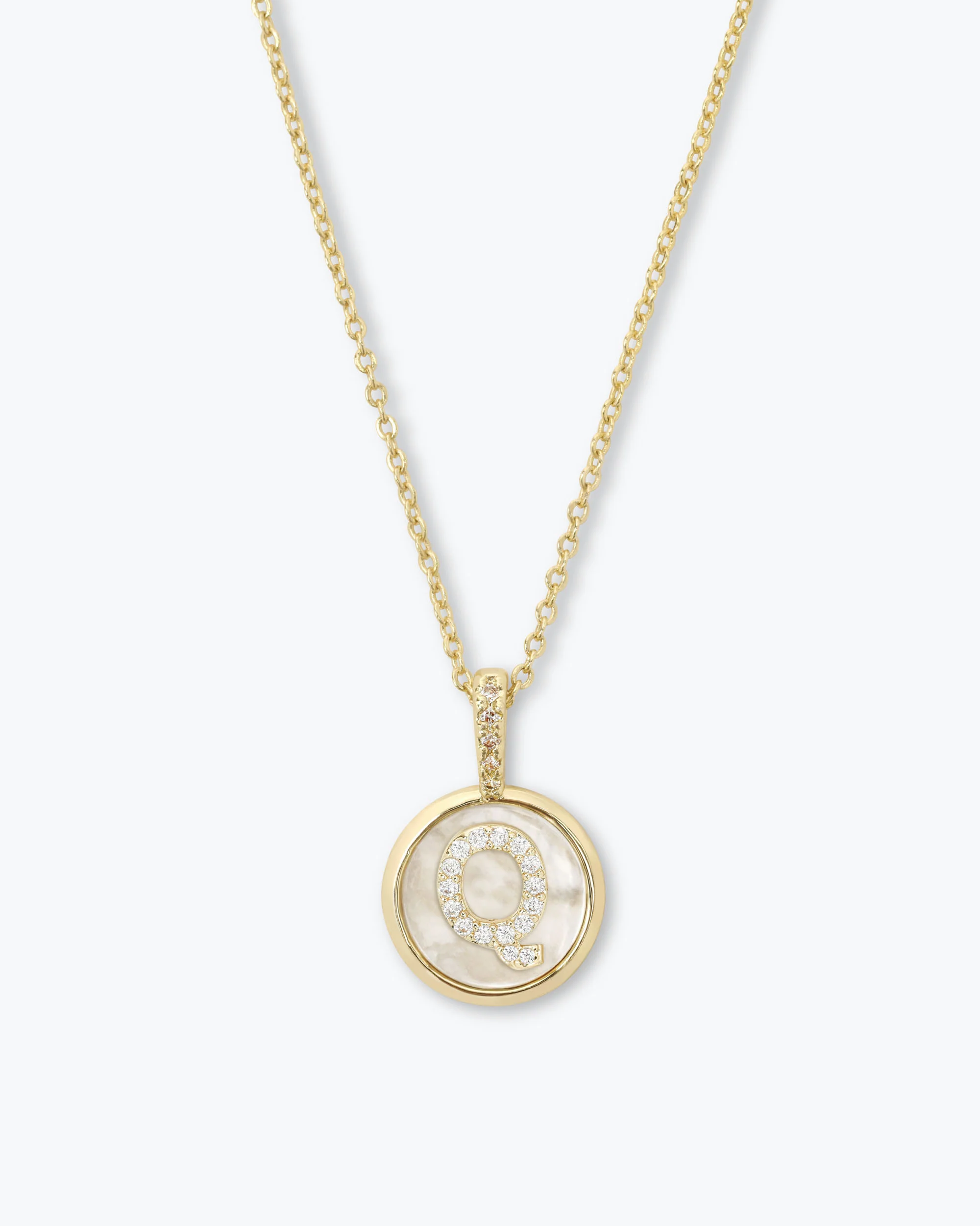 Love Letters Medallion Necklace 12mm - Gold|White Diamondettes - Image 17
