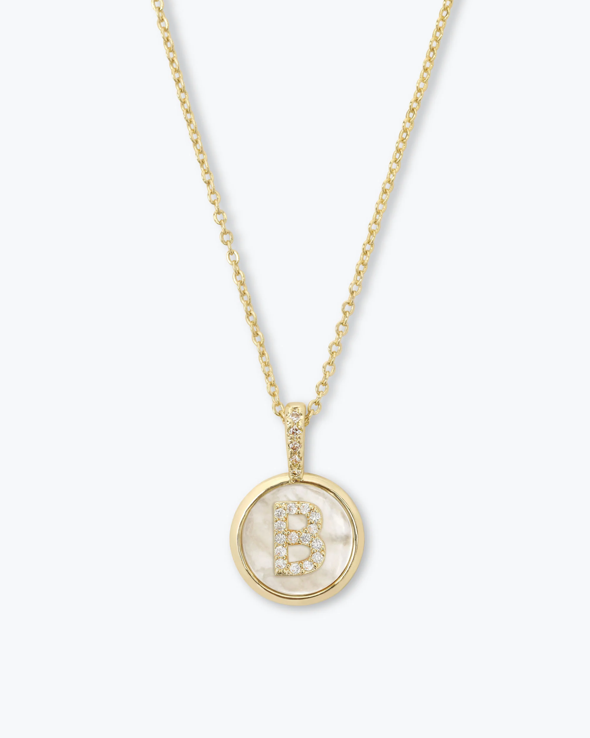 Love Letters Medallion Necklace 12mm - Gold|White Diamondettes - Image 2