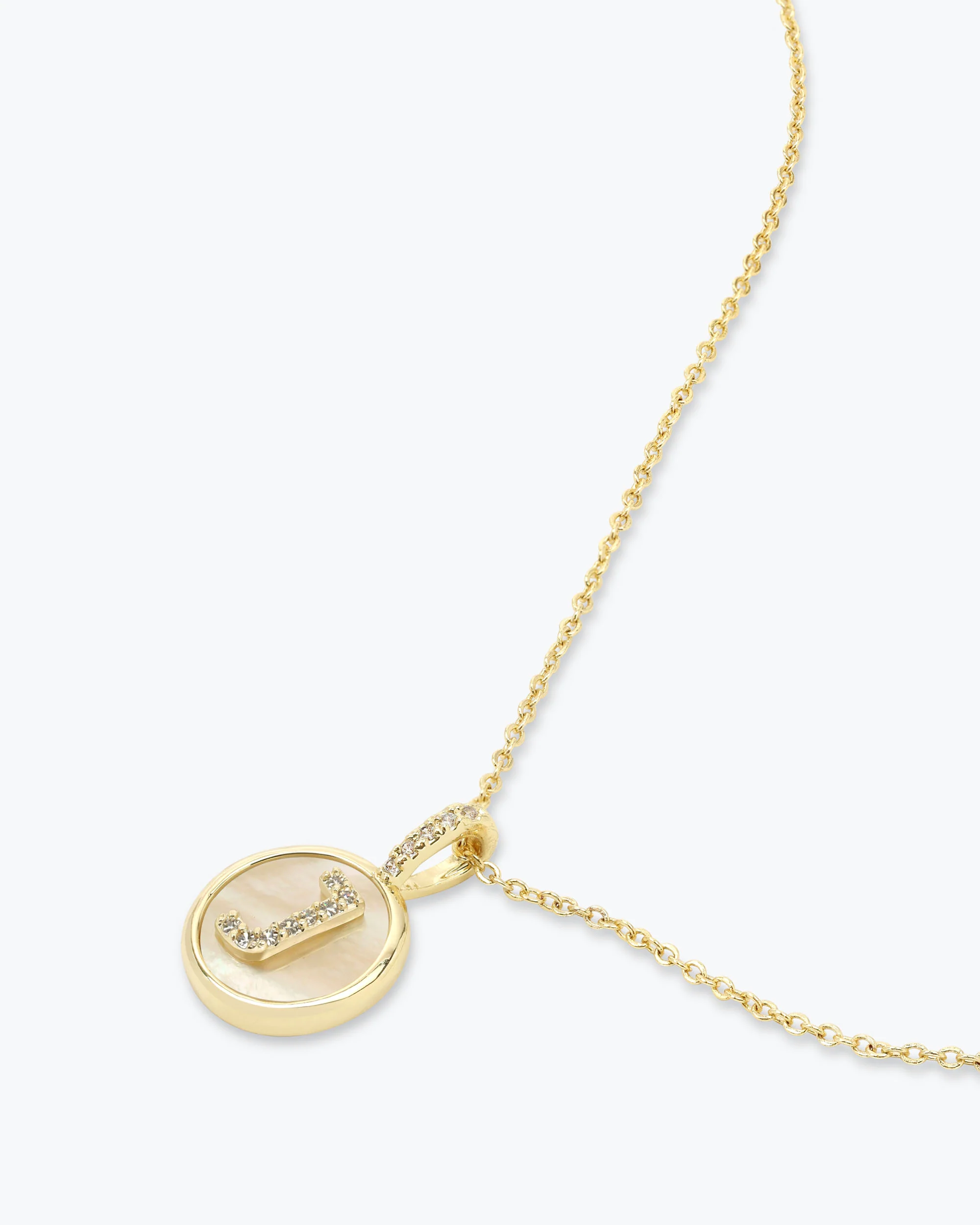 Love Letters Medallion Necklace 12mm - Gold|White Diamondettes - Image 37