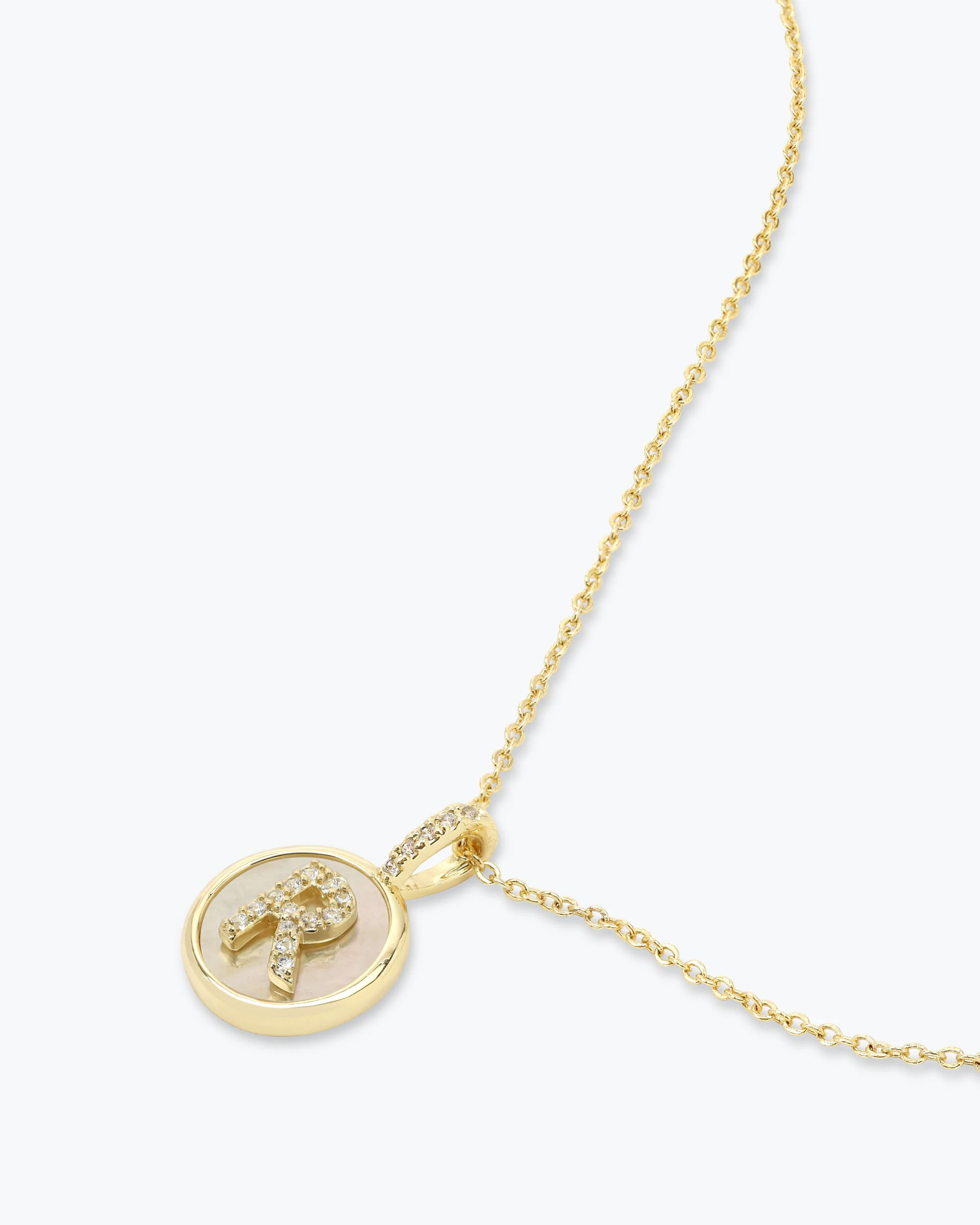 Love Letters Medallion Necklace 12mm - Gold|White Diamondettes - Image 45