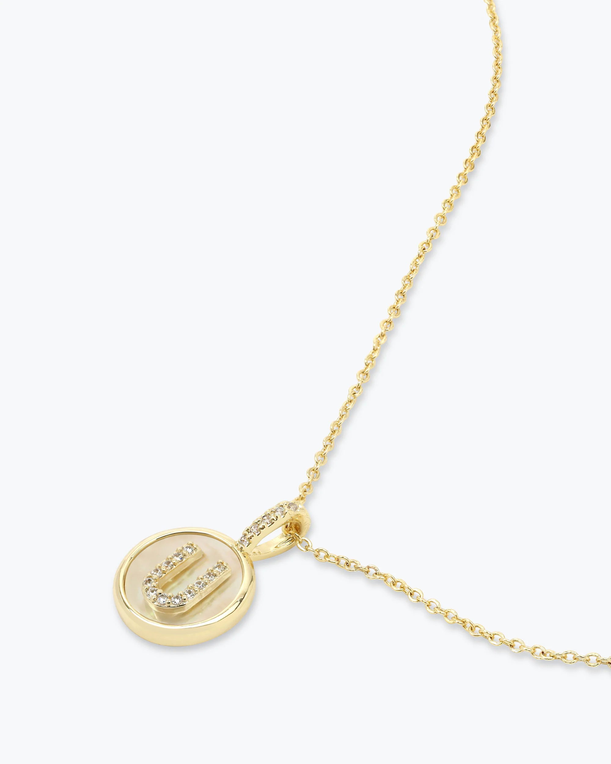 Love Letters Medallion Necklace 12mm - Gold|White Diamondettes - Image 48