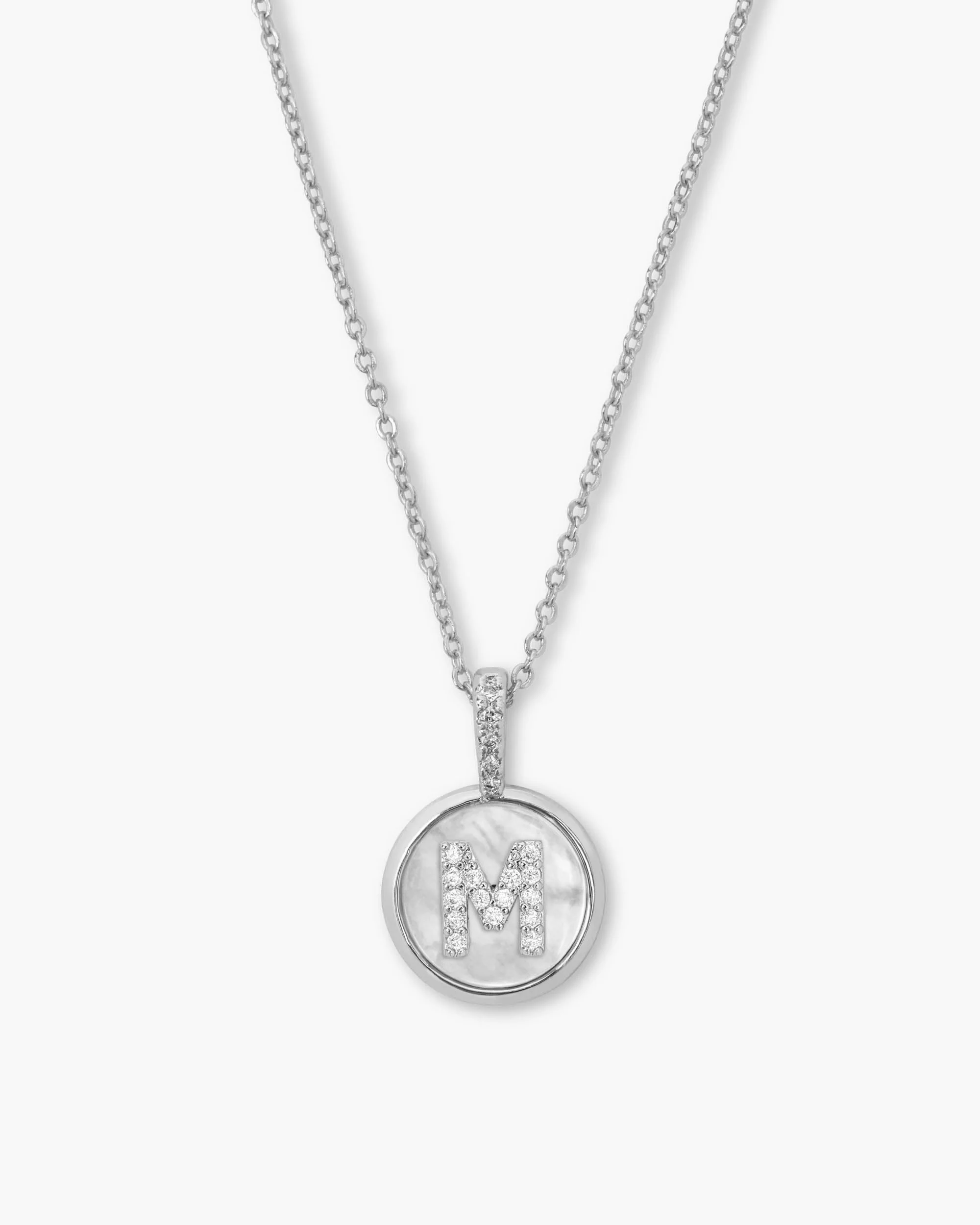 Love Letters Medallion Necklace 12mm - Silver|White Diamondettes - Image 13