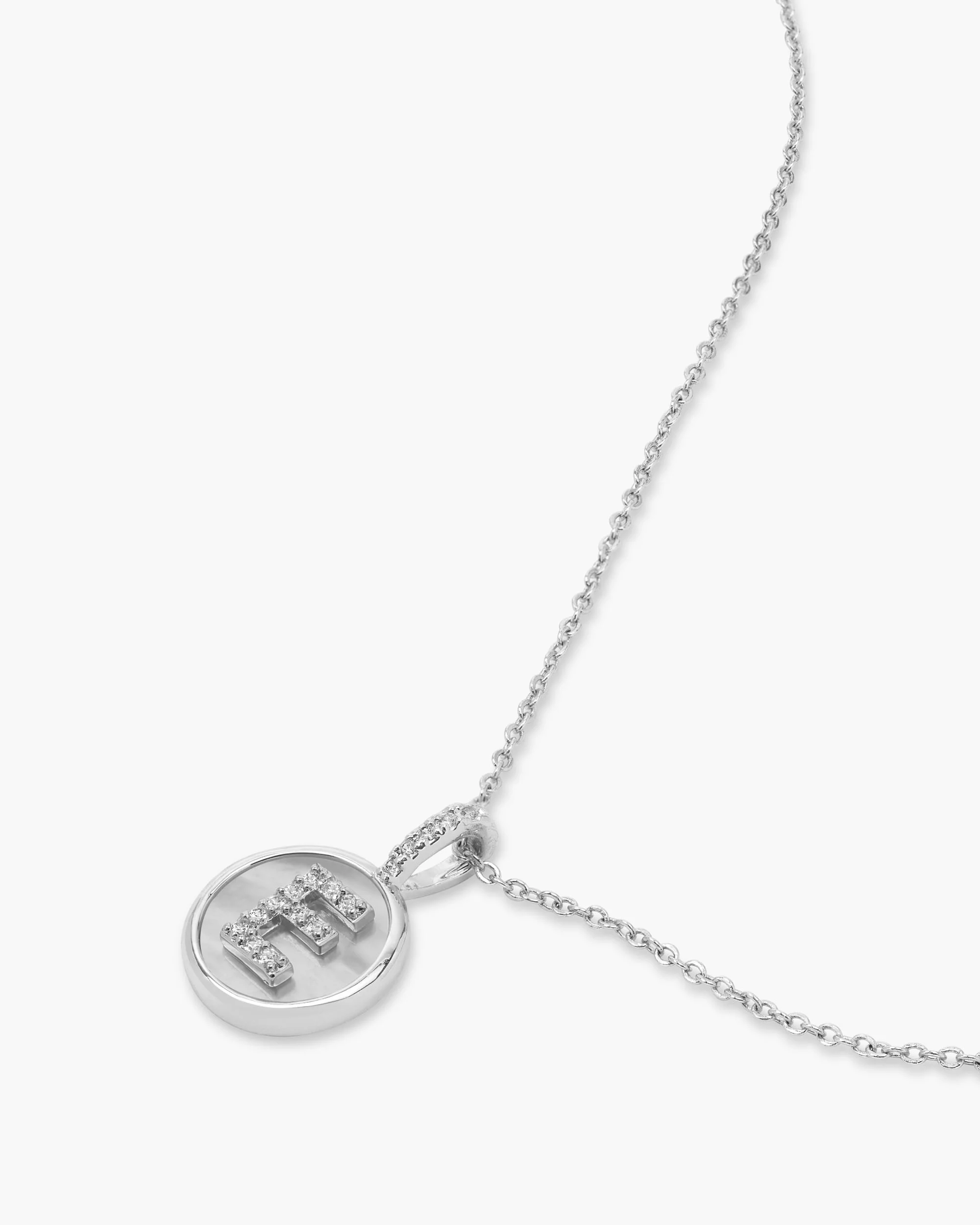 Love Letters Medallion Necklace 12mm - Silver|White Diamondettes - Image 32