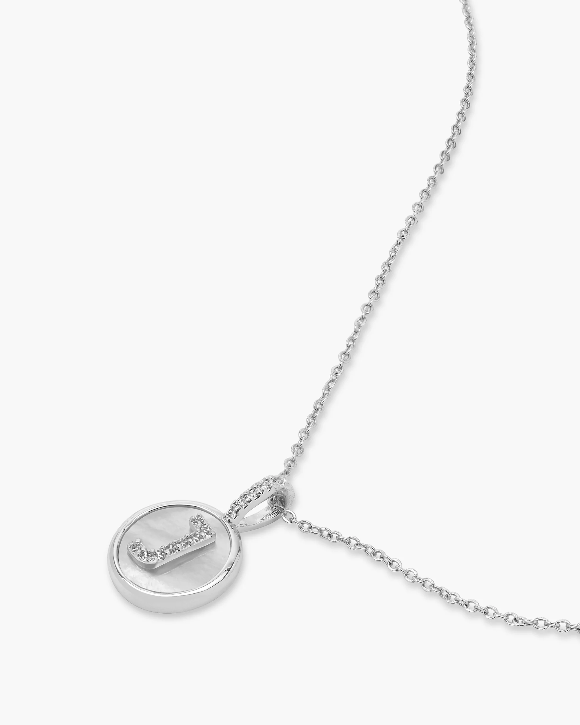 Love Letters Medallion Necklace 12mm - Silver|White Diamondettes - Image 37