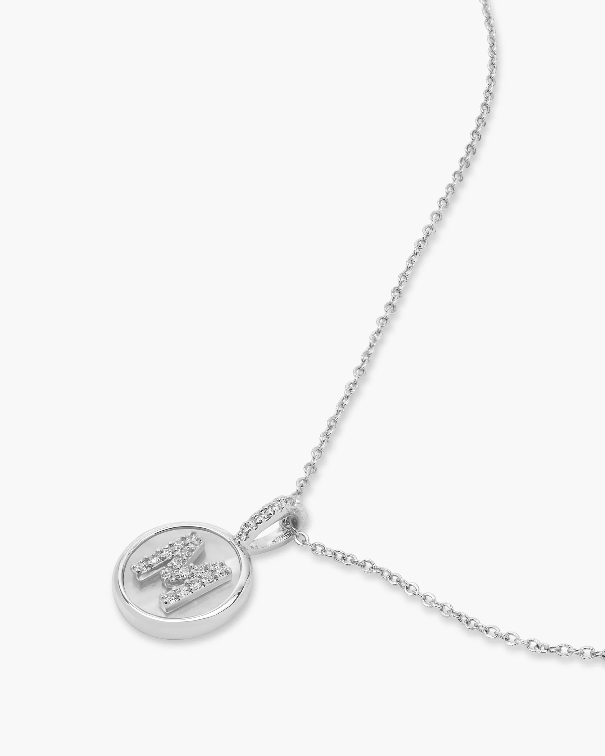 Love Letters Medallion Necklace 12mm - Silver|White Diamondettes - Image 40