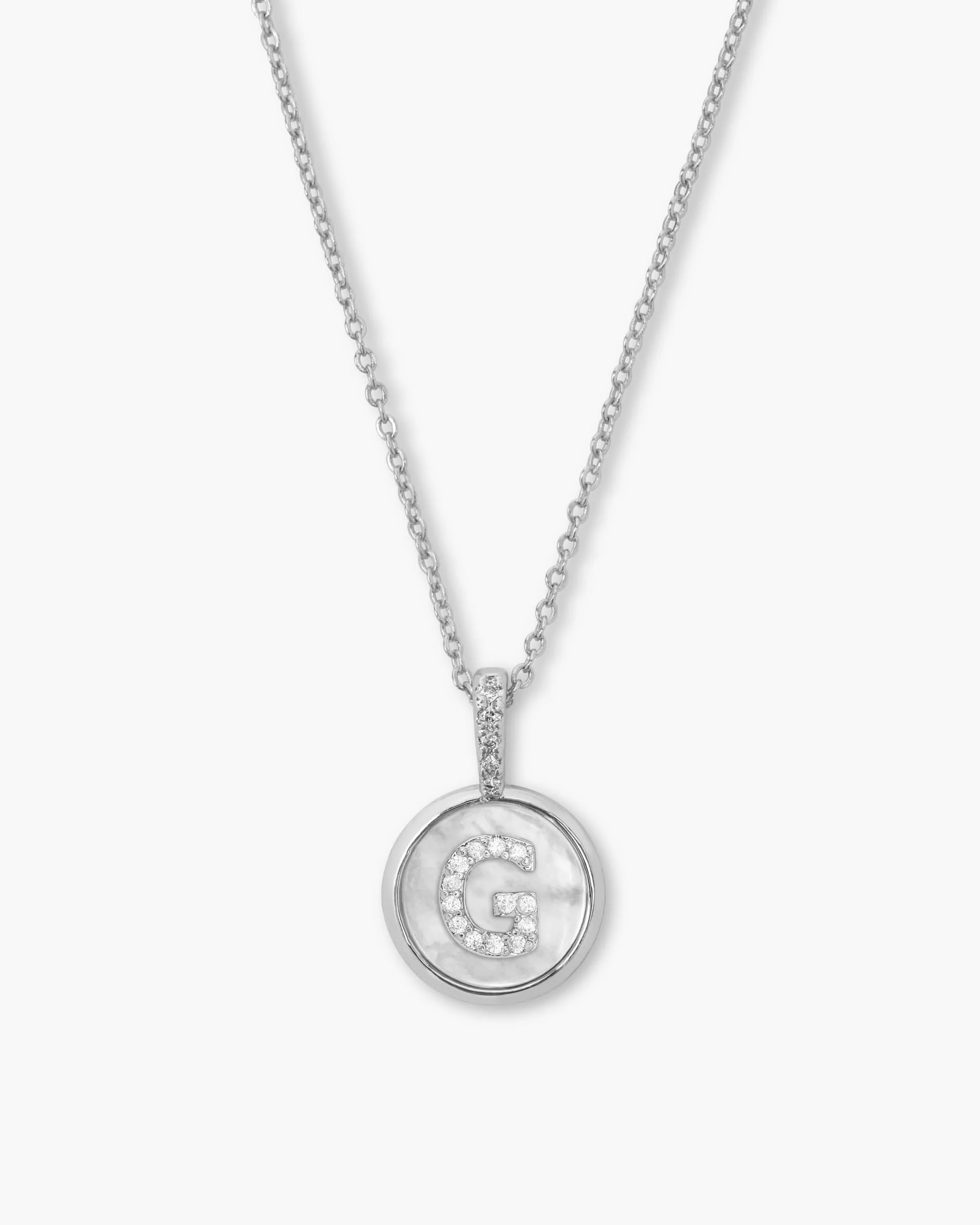 Love Letters Medallion Necklace 12mm - Silver|White Diamondettes - Image 7