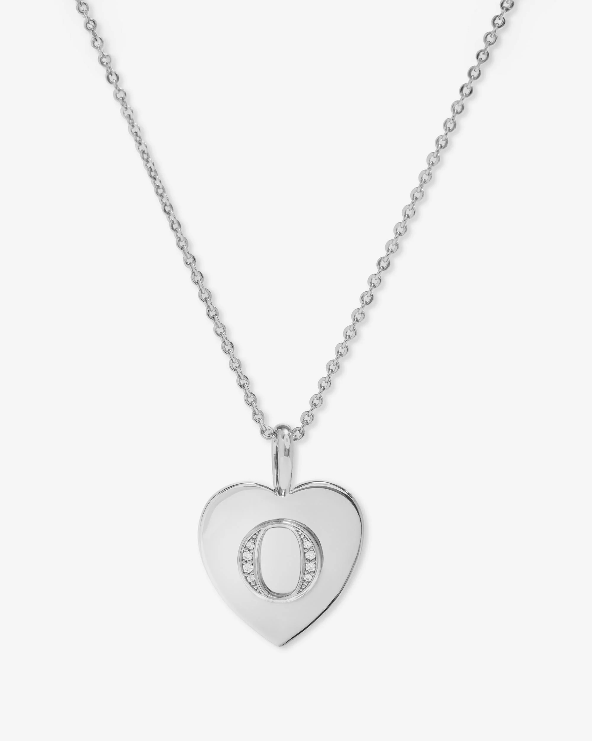 Love Letters Pendant Necklace - Silver|White Diamondettes - Image 15