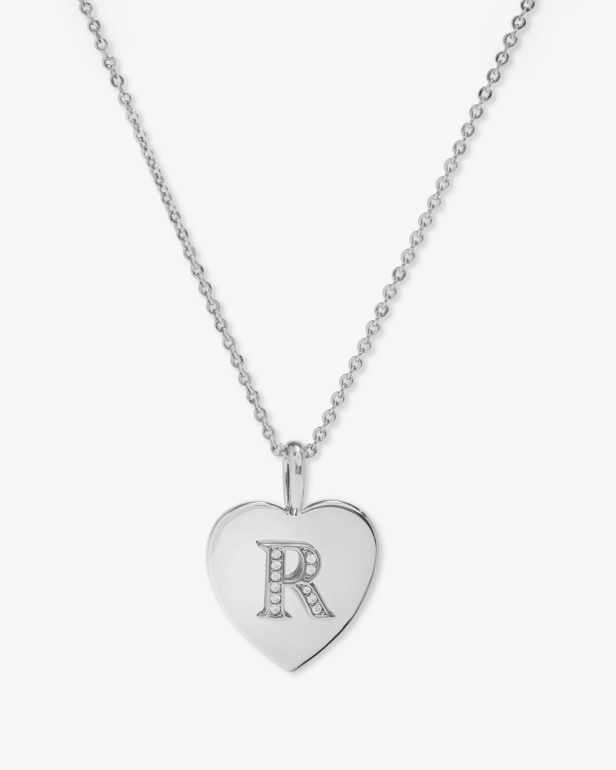 Love Letters Pendant Necklace - Silver|White Diamondettes - Image 18