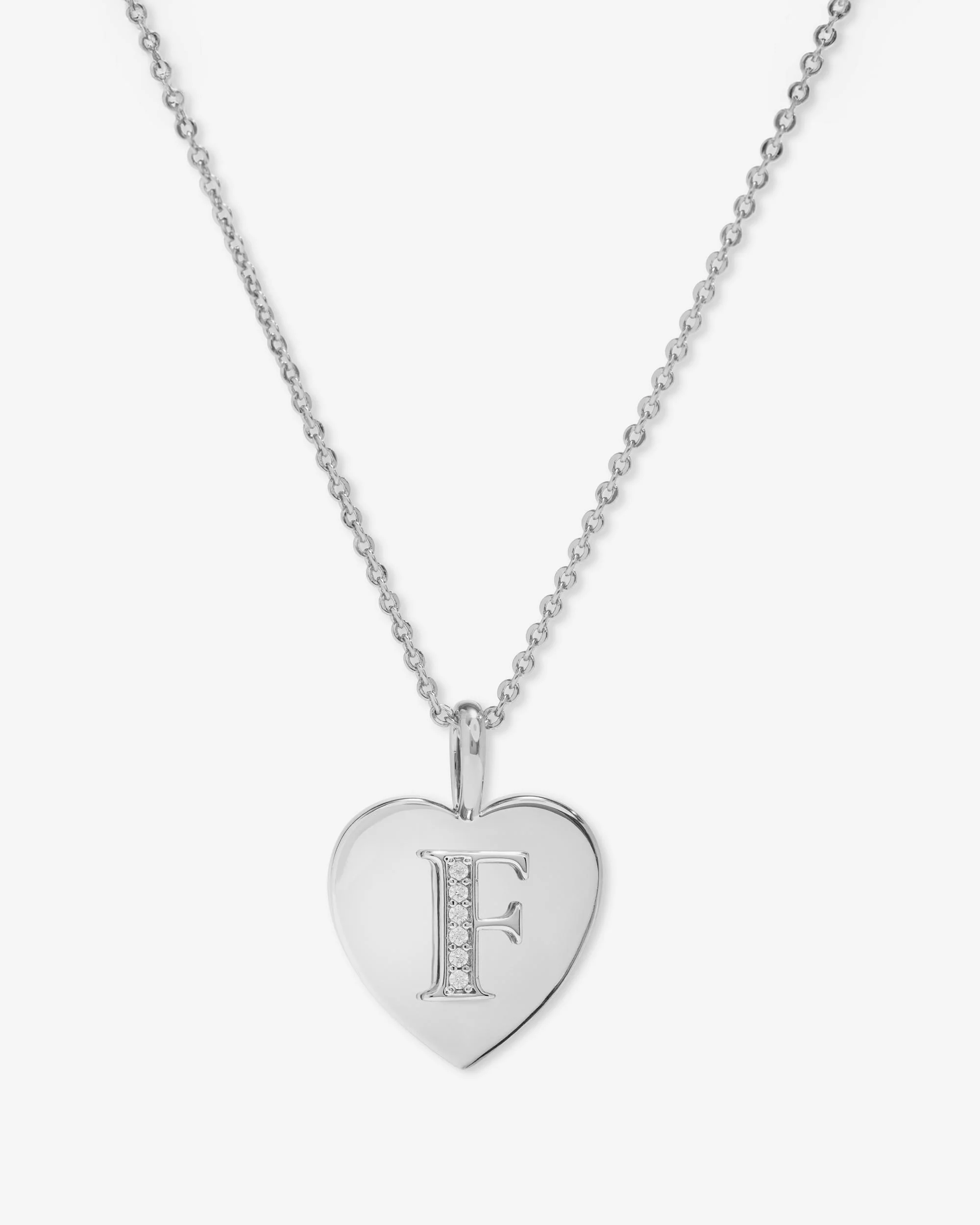 Love Letters Pendant Necklace - Silver|White Diamondettes - Image 6
