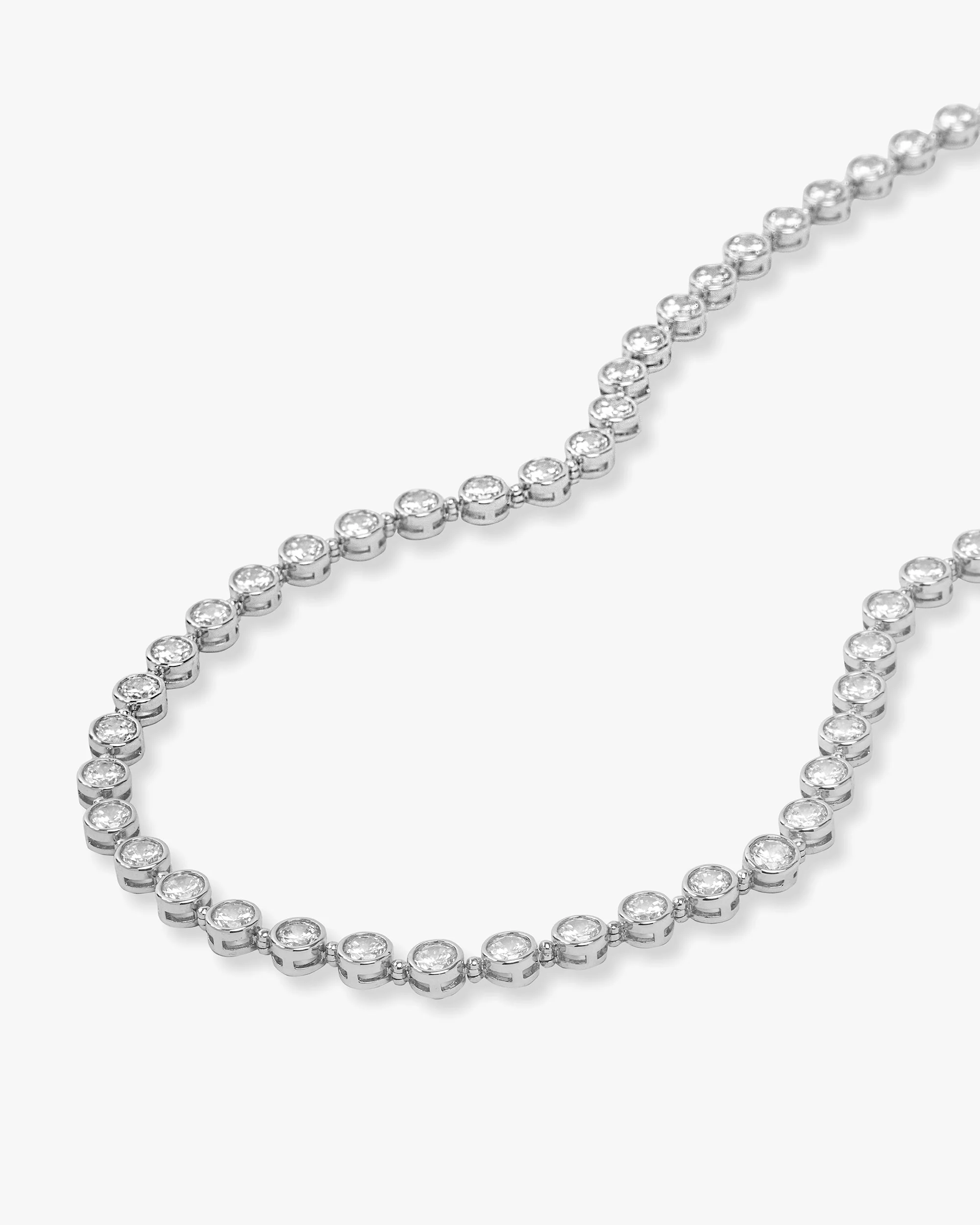 Mama Baroness Tennis Necklace 15" - Silver|White Diamondettes - Image 3