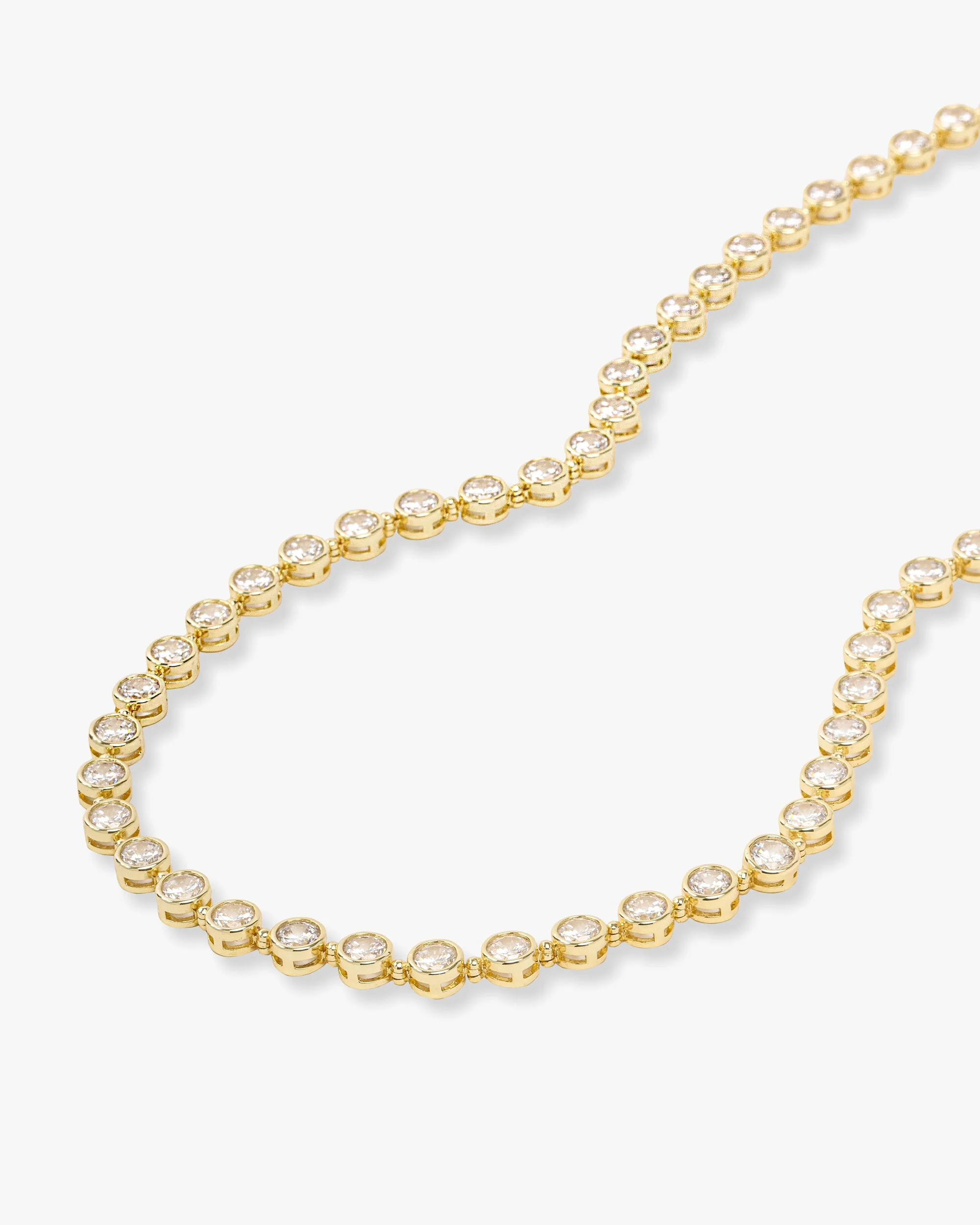 Mama Baroness Tennis Necklace 18" - Gold|White Diamondettes - Image 3