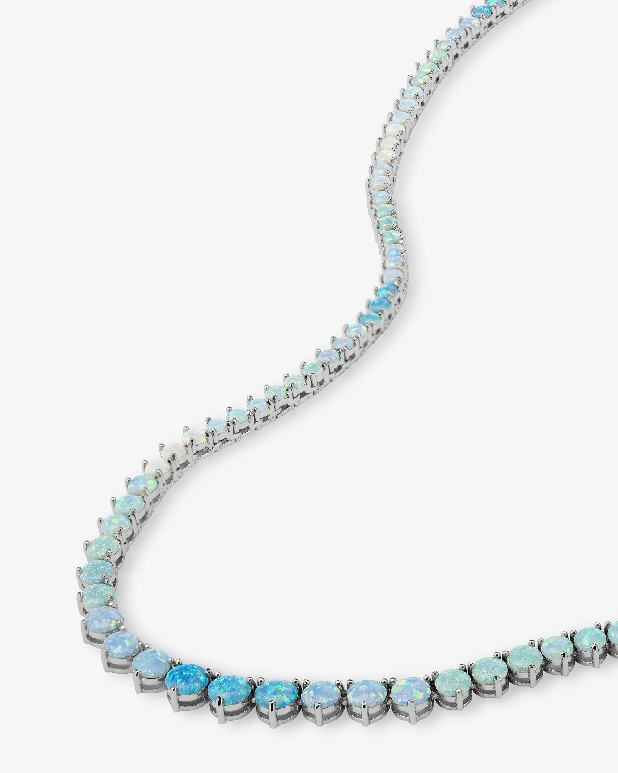 Not Your Basic Graduated Ombré Tennis Necklace - Silver|Blue Opal Ombré - Image 4