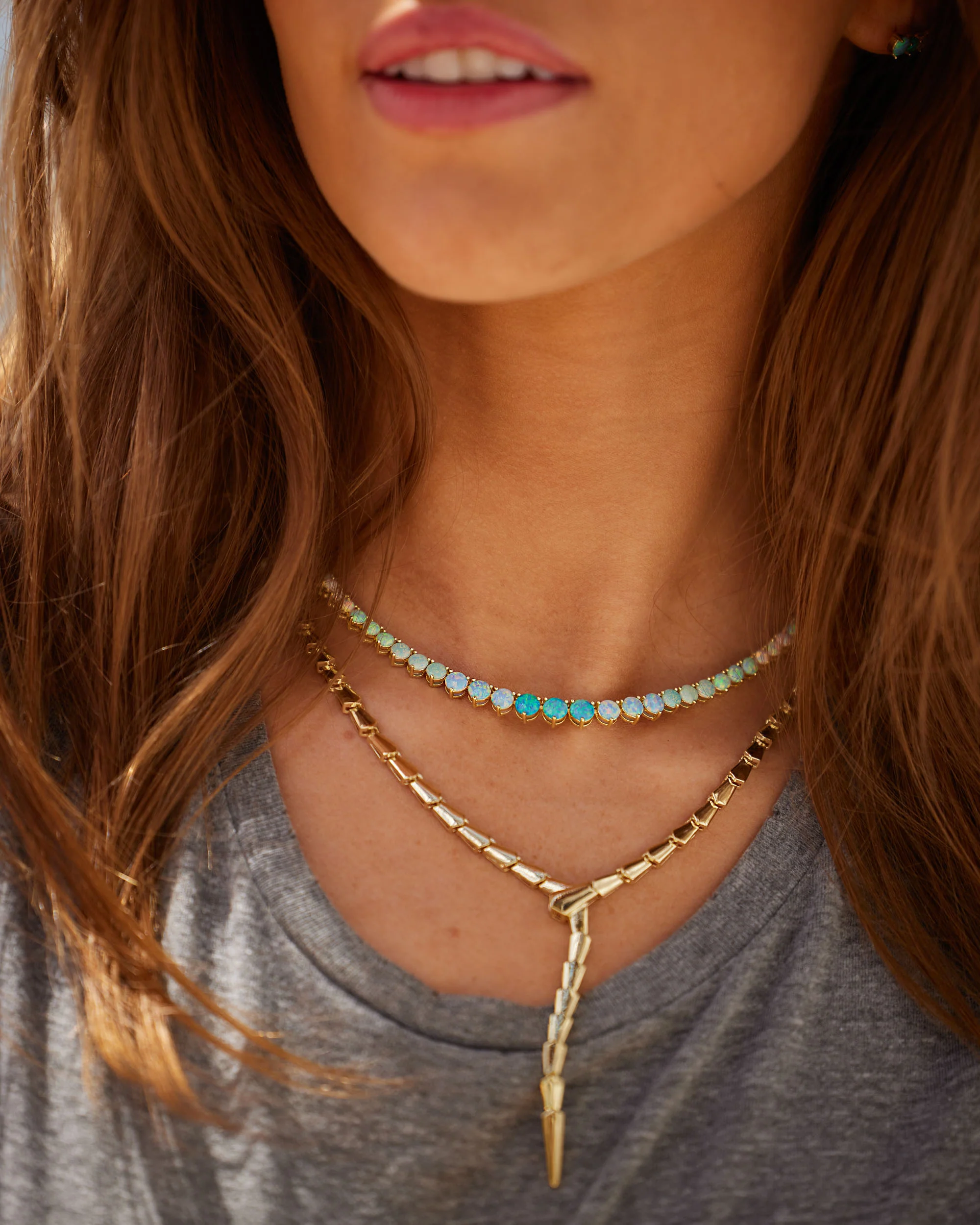 Not Your Basic Graduated Ombré Tennis Necklace - Silver|Blue Opal Ombré - Image 7