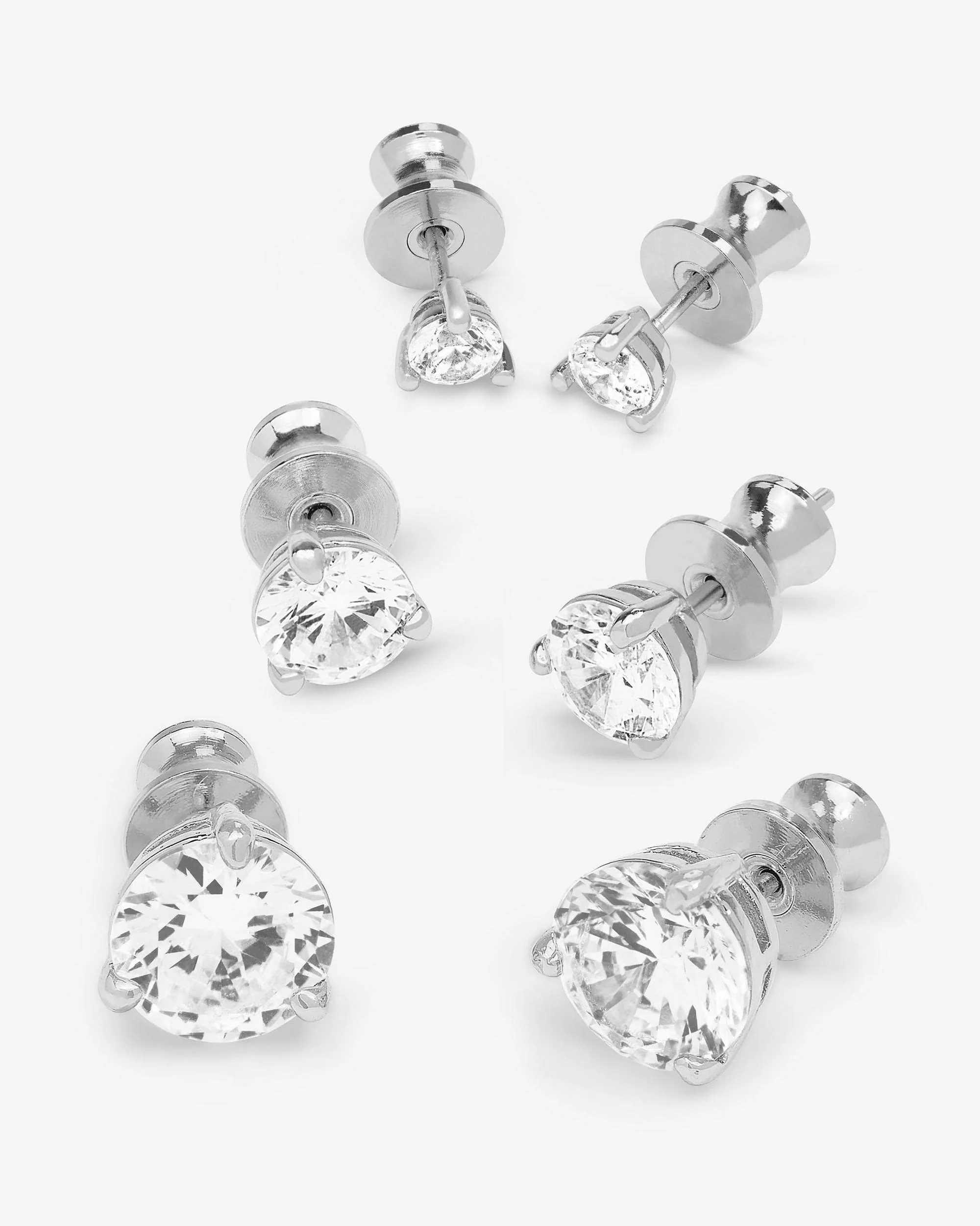 Not Your Basic Stud Set - Silver|White Diamondettes - Image 3