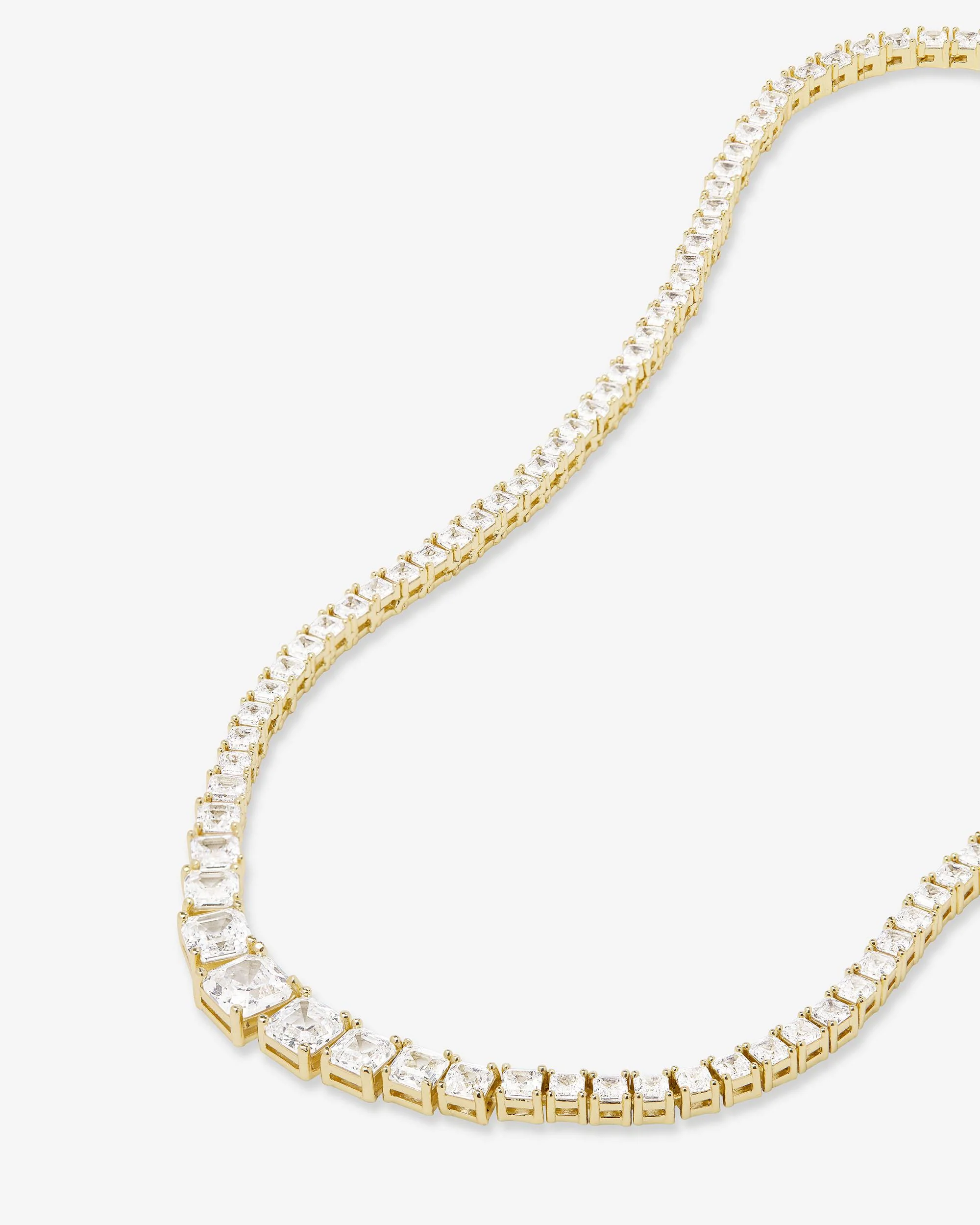 The Queen's Graduated Tennis Necklace - Gold|White Diamondettes - Image 4