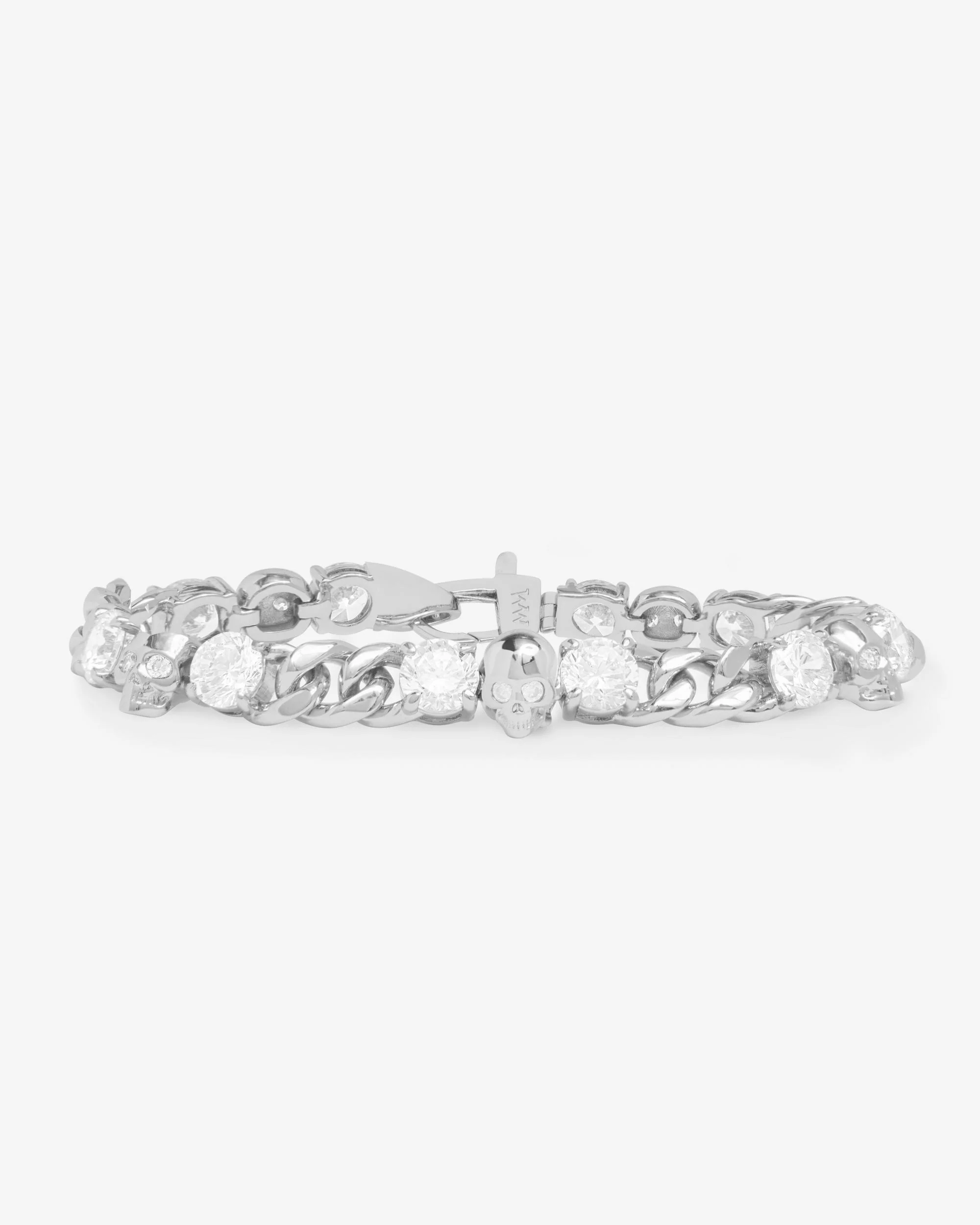 Ride or Die Cuban Chain Bracelet 6.8mm - Silver|White Diamondettes