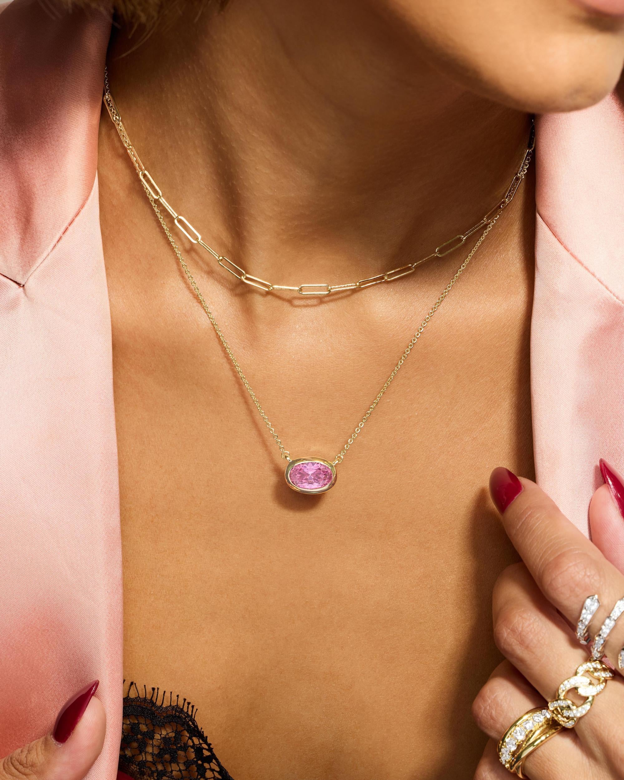 She's a Boss Pendant Necklace - Silver|Pink Diamondettes - Image 6