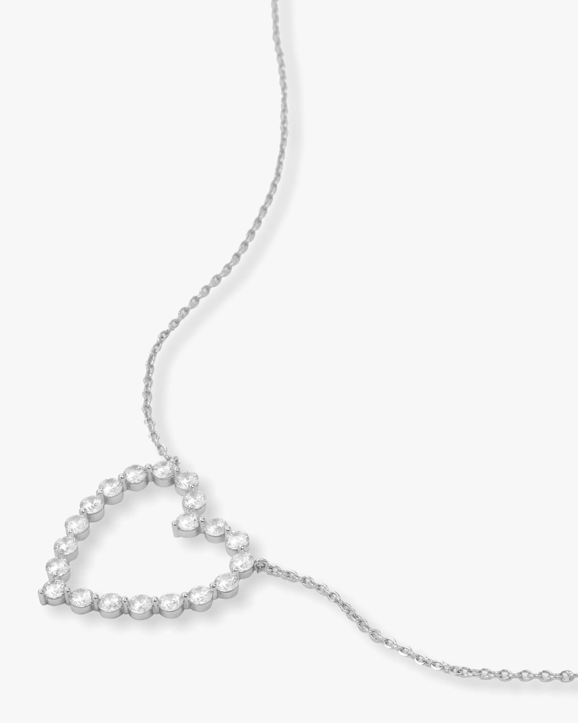 She's an Icon Heart Necklace - Silver|White Diamondettes - Image 3