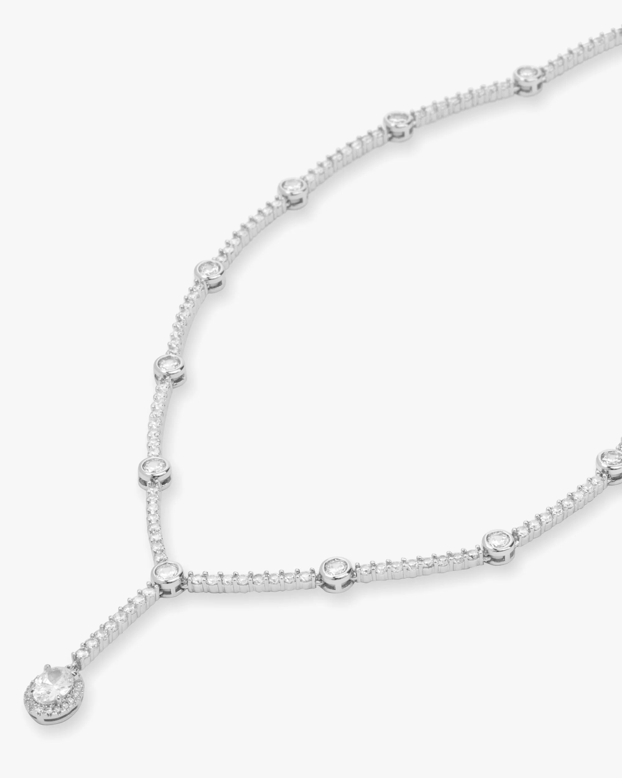 She's an Icon Lariat Necklace 18" - Silver|White Diamondettes - Image 3