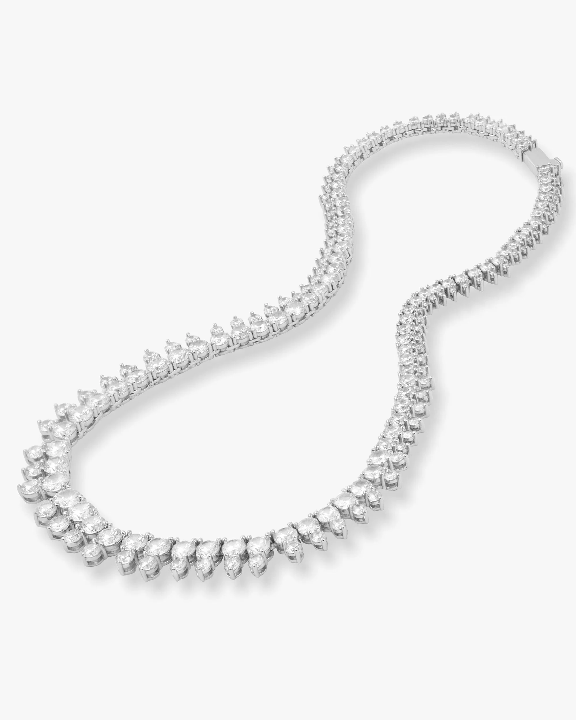 She's an Icon Riviera Tennis Necklace 16" - Silver|White Diamondettes - Image 3