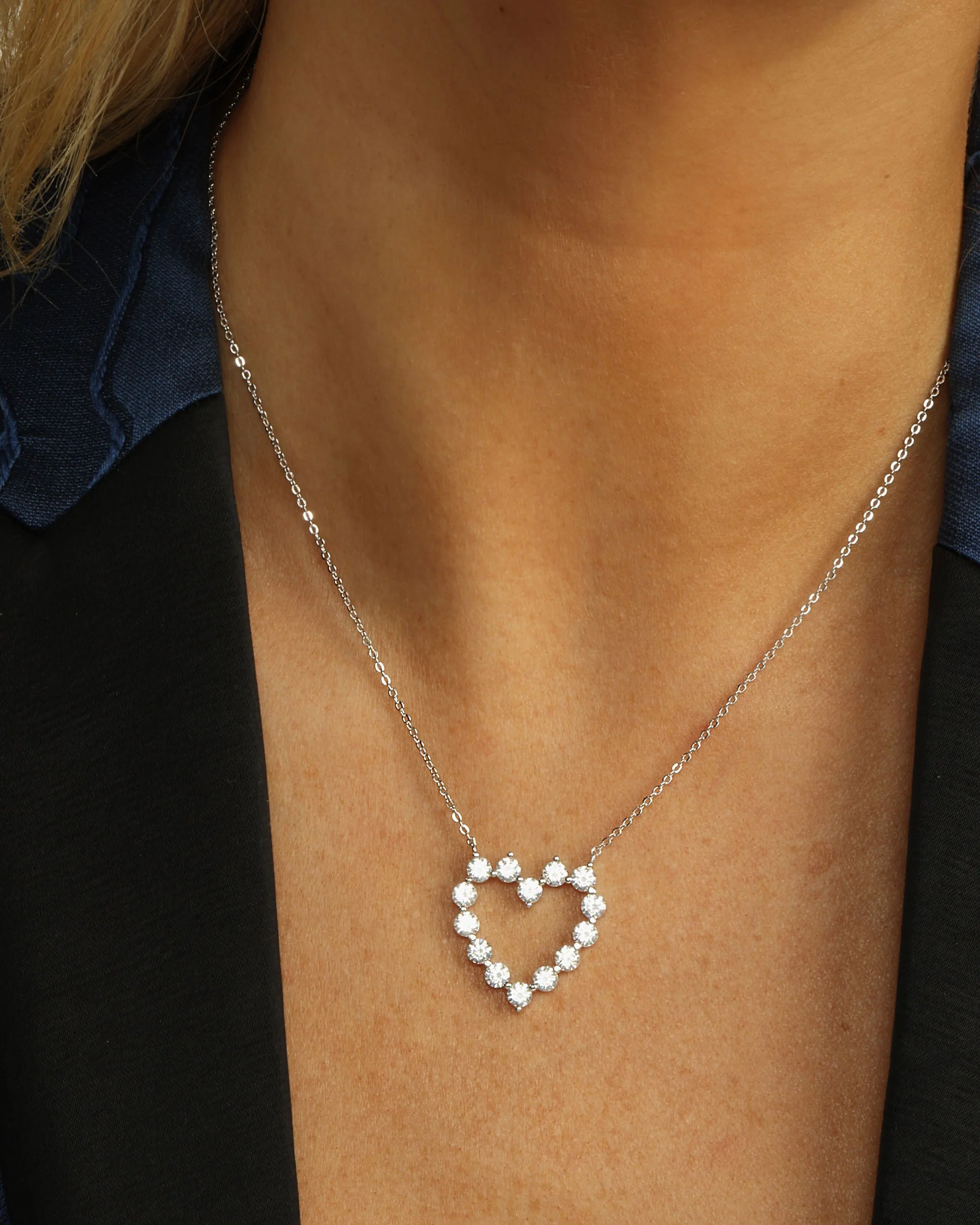 She's an Icon Small Heart Necklace - Silver|White Diamondettes - Image 2