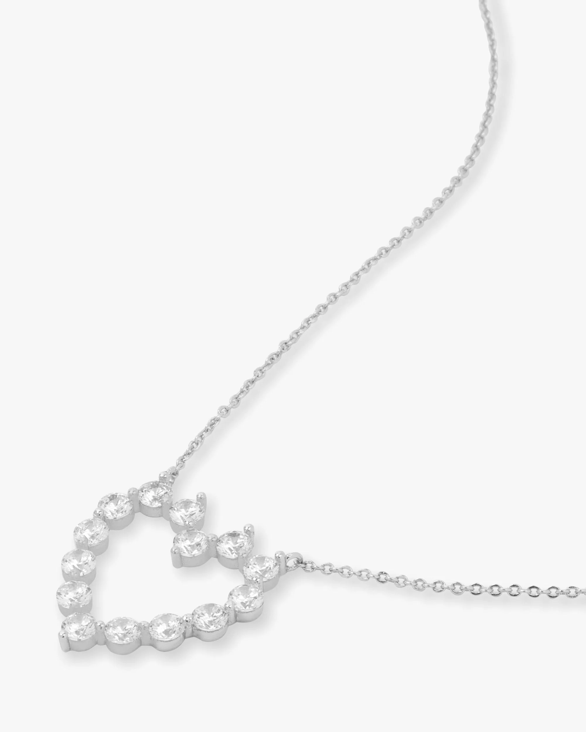 She's an Icon Small Heart Necklace - Silver|White Diamondettes - Image 3