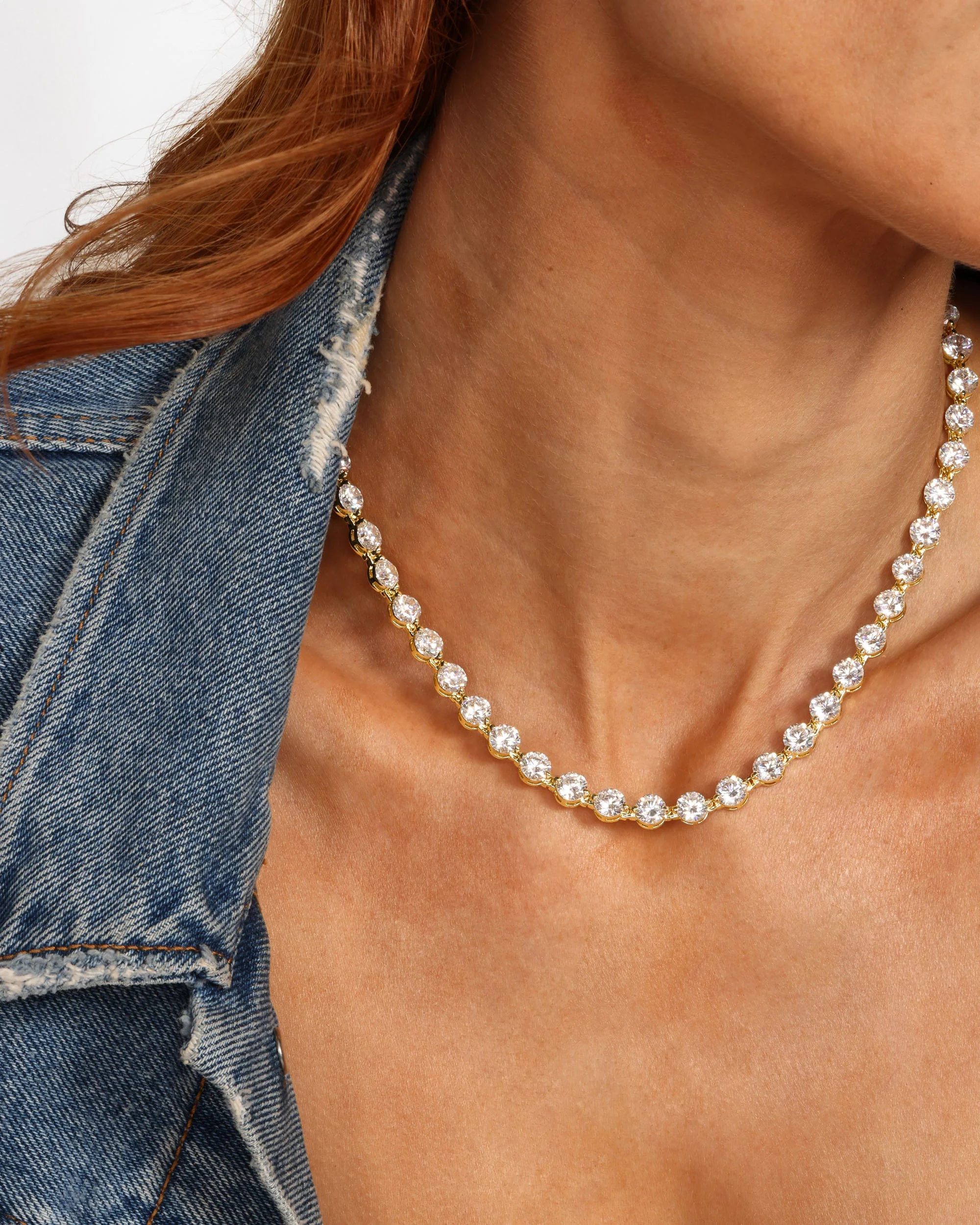She's an Icon Tennis Necklace 6mm - Gold|White Diamondettes - Image 5