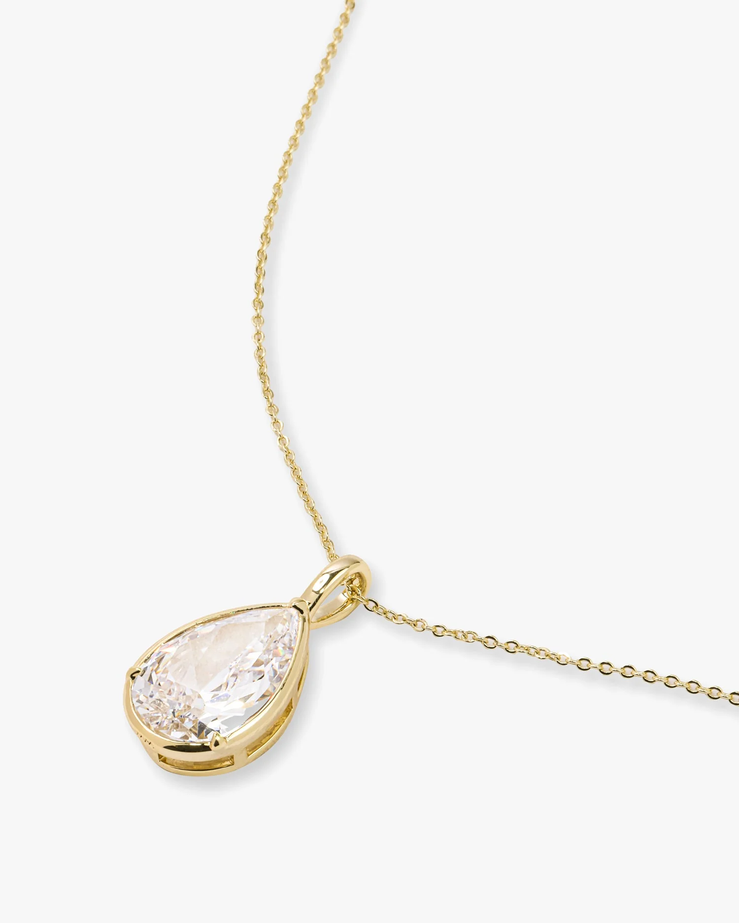 "She's So Stunning" Teardrop Necklace - Gold|White Diamondettes - Image 3