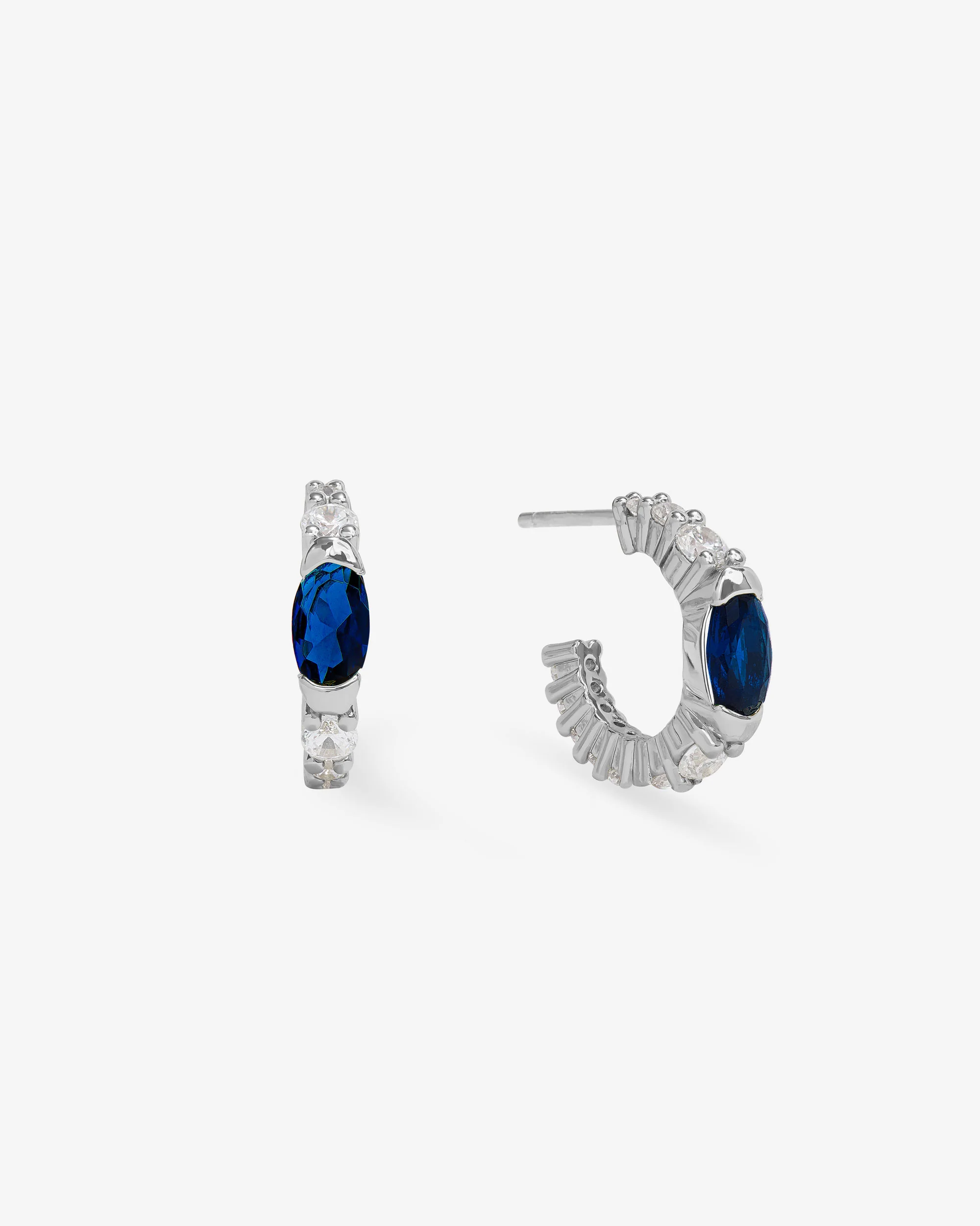The Maven Huggies - Silver|Blue Sapphire