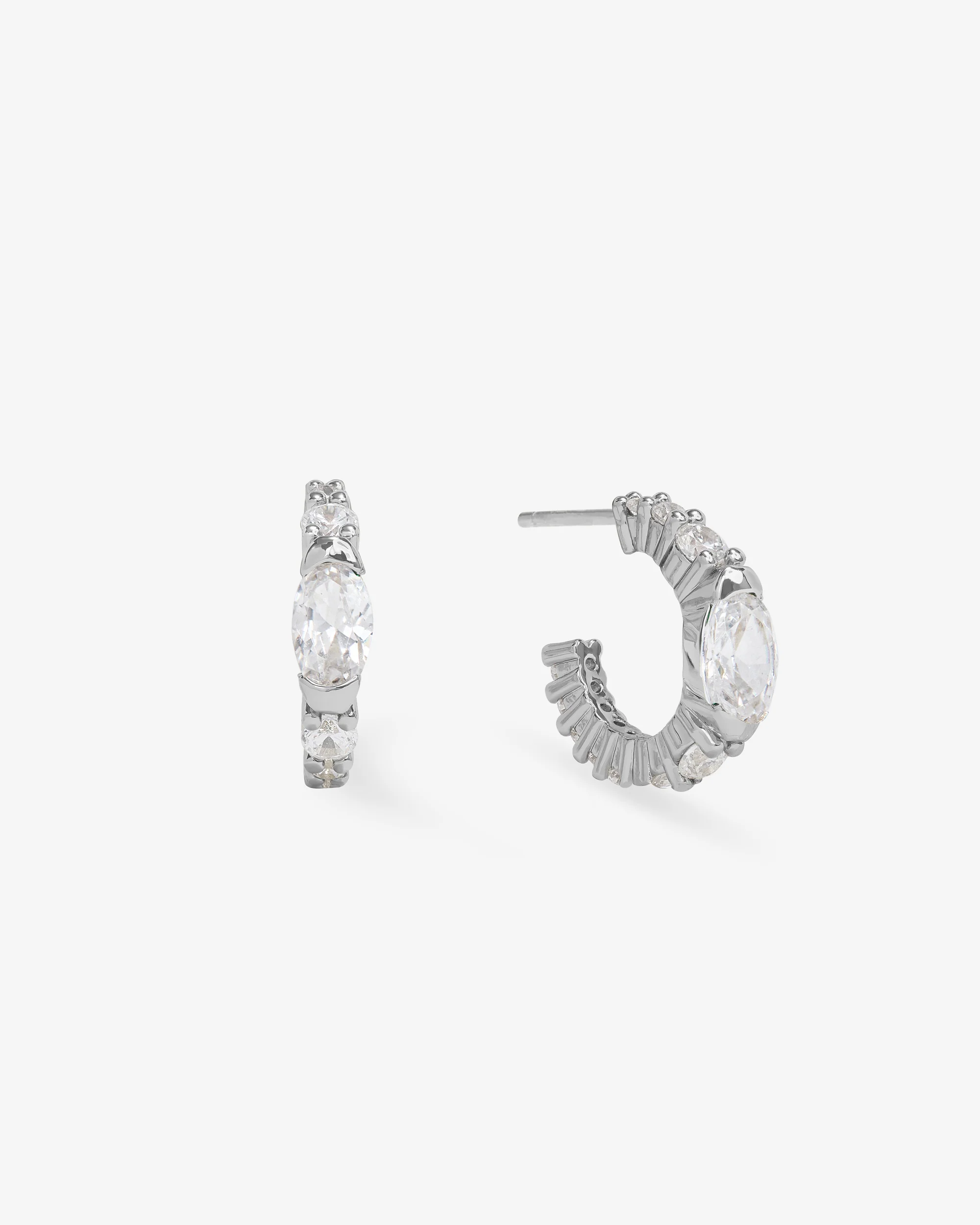 The Maven Huggies - Silver|White Diamondettes