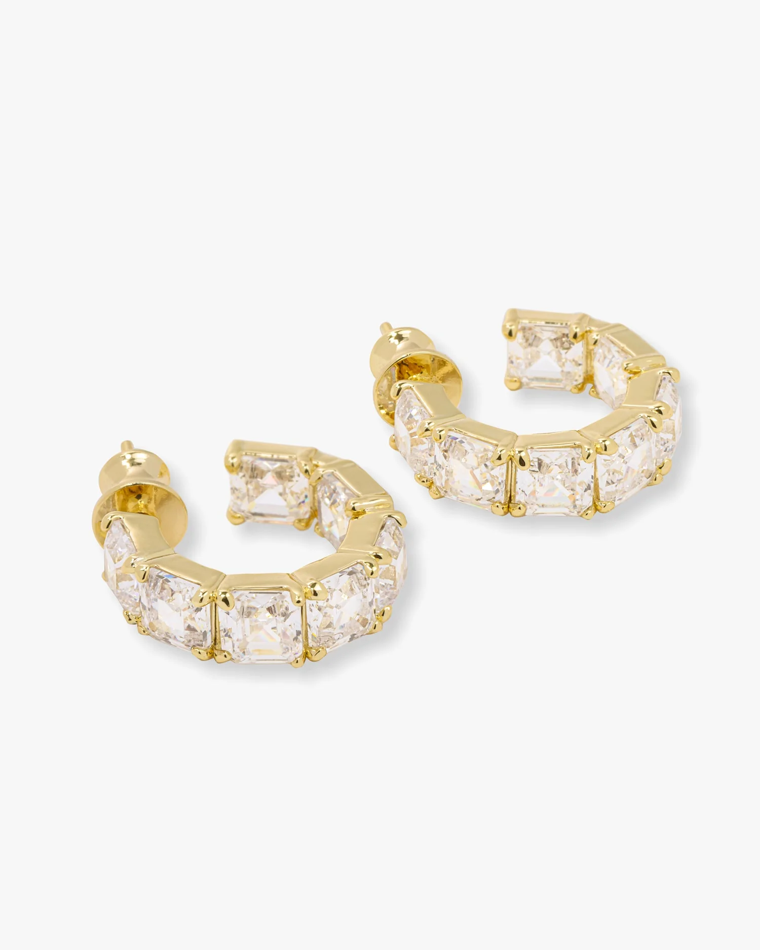 The Queen's Hoops .75" - Gold|White Diamondettes - Image 3